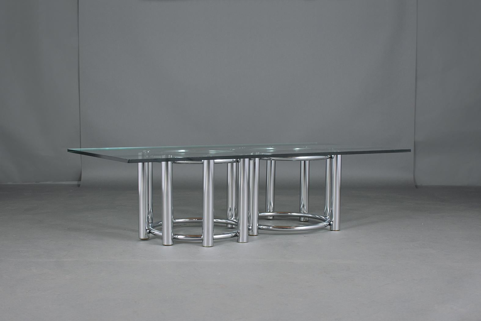 1960s Mid-Century Modern Chrome Glass Cocktail Tables 1