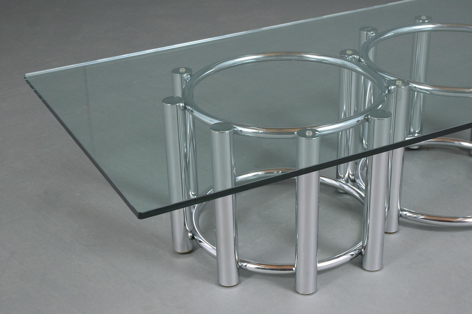1960s Mid-Century Modern Chrome Glass Cocktail Tables In Good Condition In Los Angeles, CA