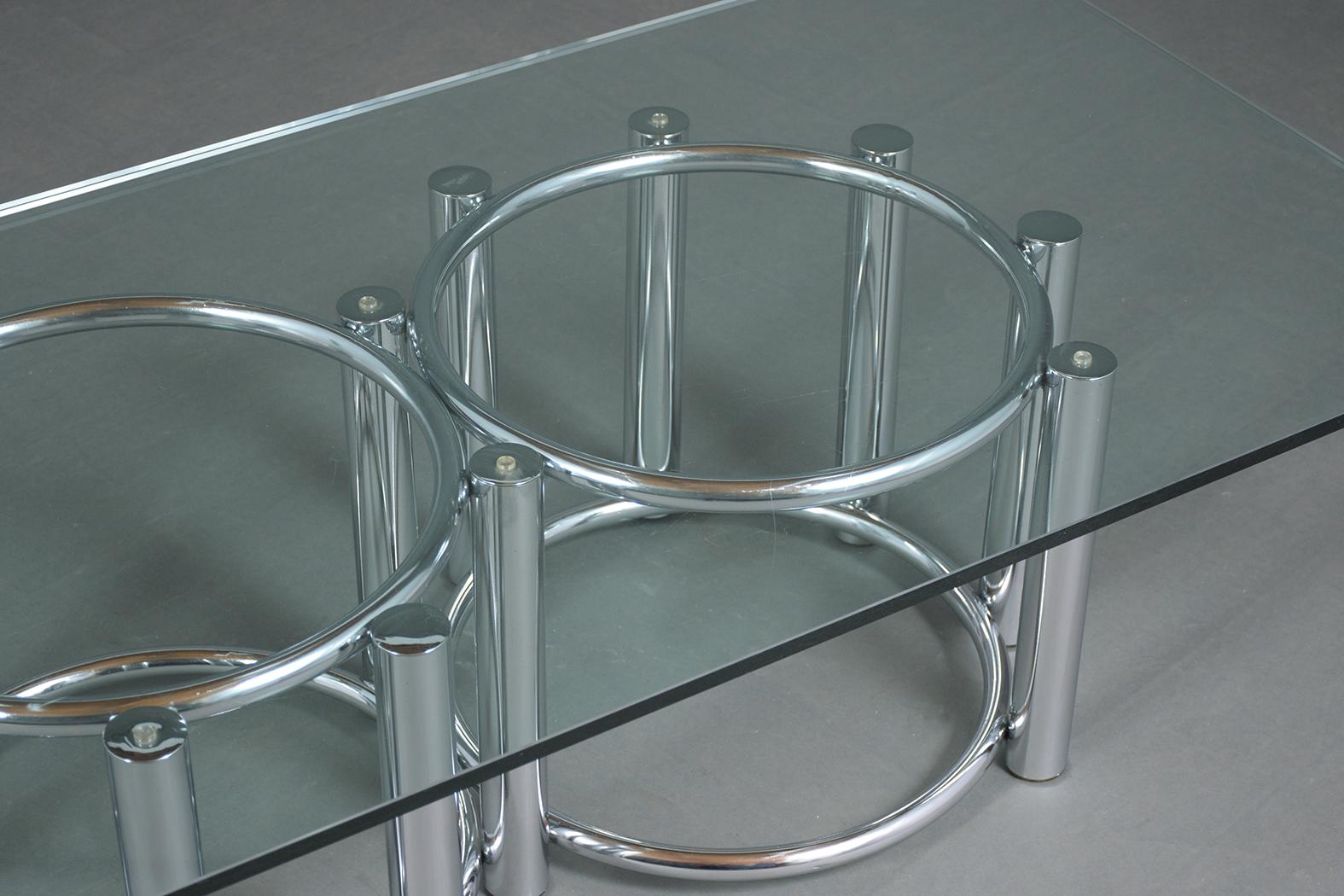 Mid-20th Century 1960s Mid-Century Modern Chrome Glass Cocktail Tables