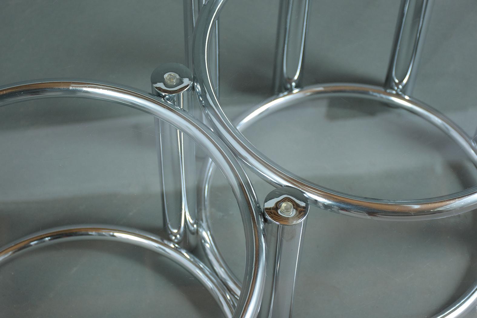 Steel 1960s Mid-Century Modern Chrome Glass Cocktail Tables