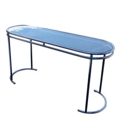 Mid Century Chrome Console Table with Glass Top