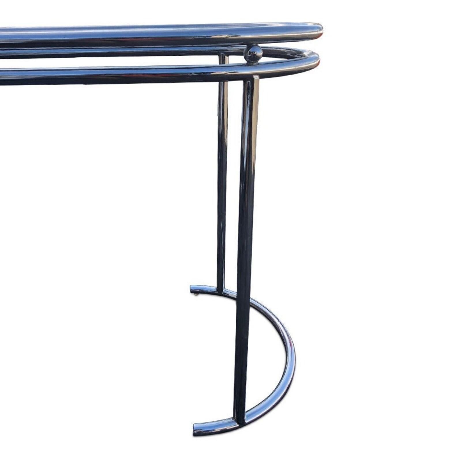 Mid-Century moderno Mid Century Chrome Console Table with Glass Top in vendita