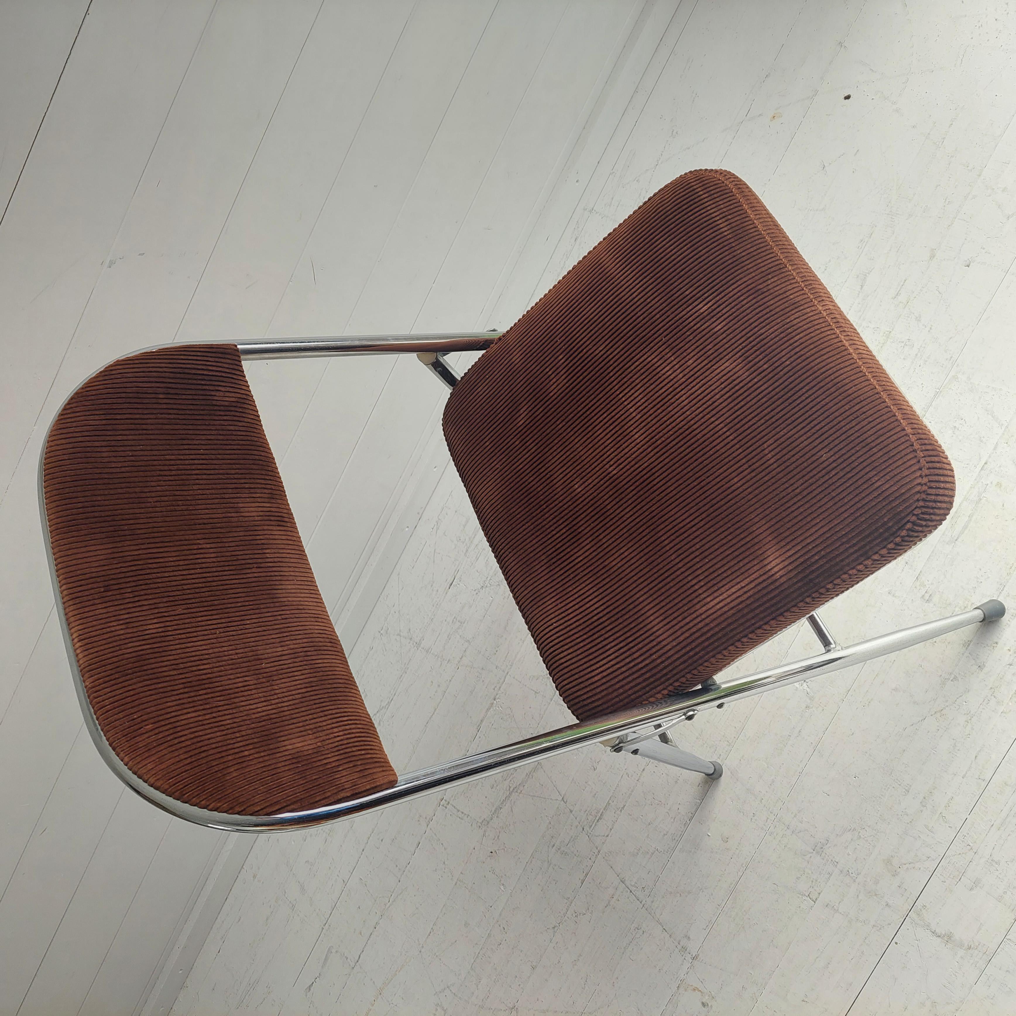 Midcentury Chrome & Corduroy Folding Chair, 1970s 4