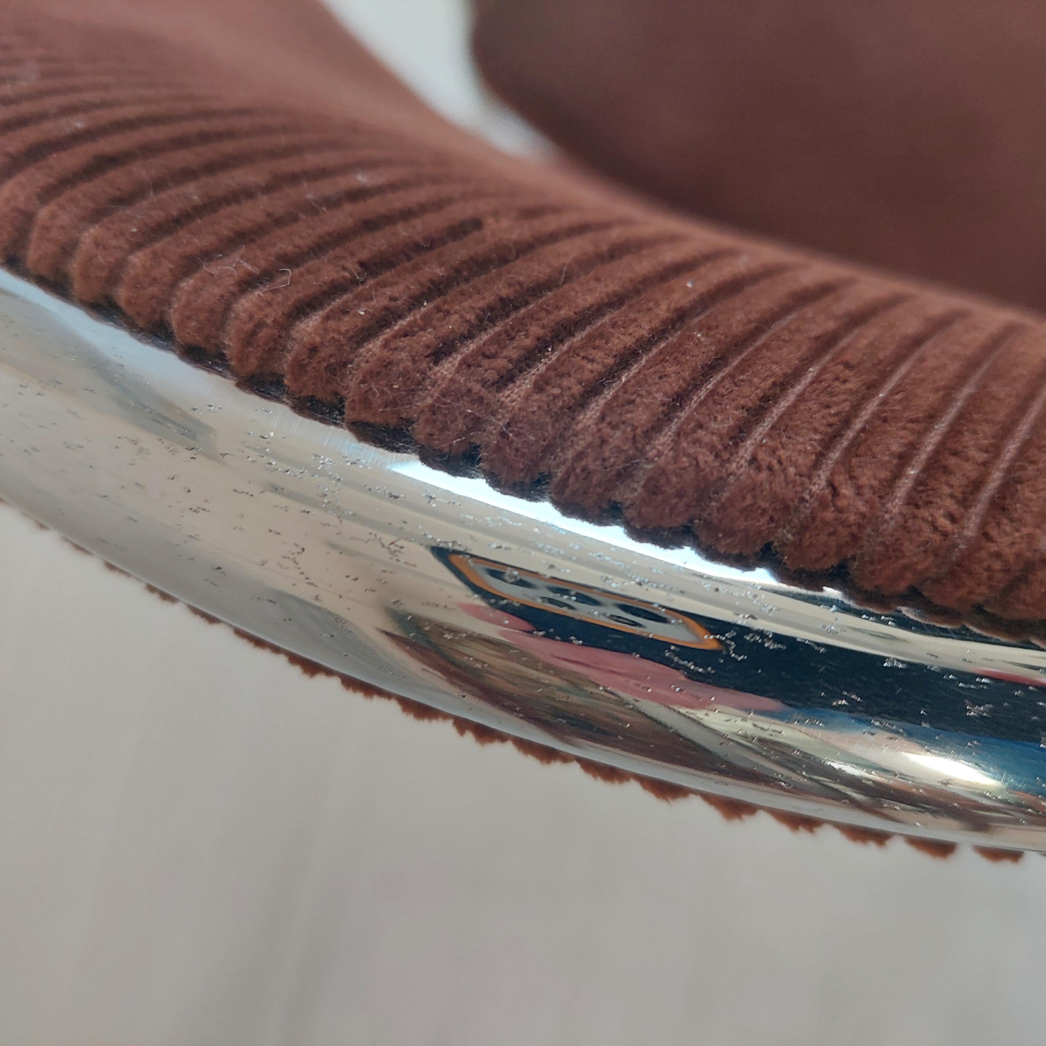 Midcentury Chrome & Corduroy Folding Chair, 1970s 6