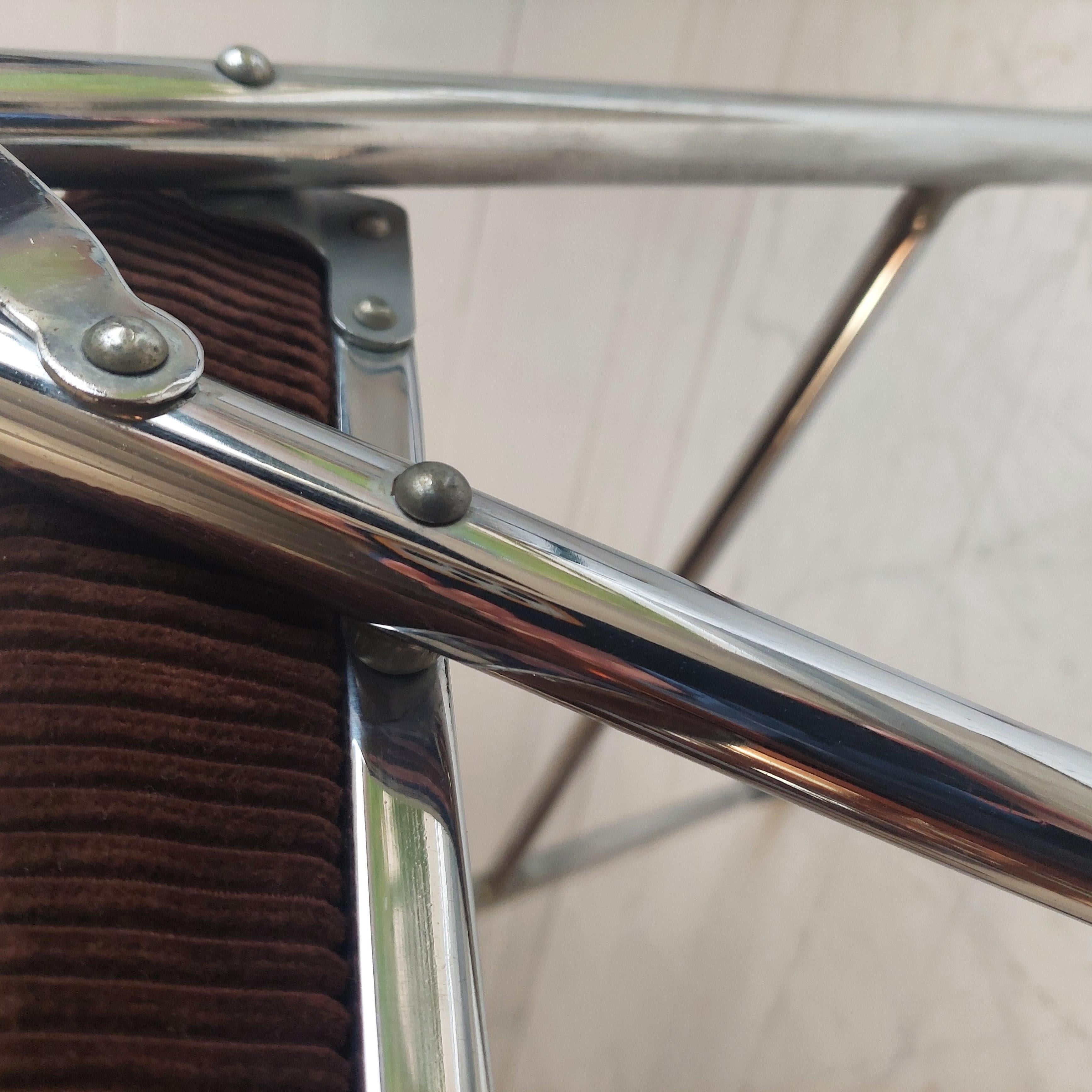Midcentury Chrome & Corduroy Folding Chair, 1970s 9