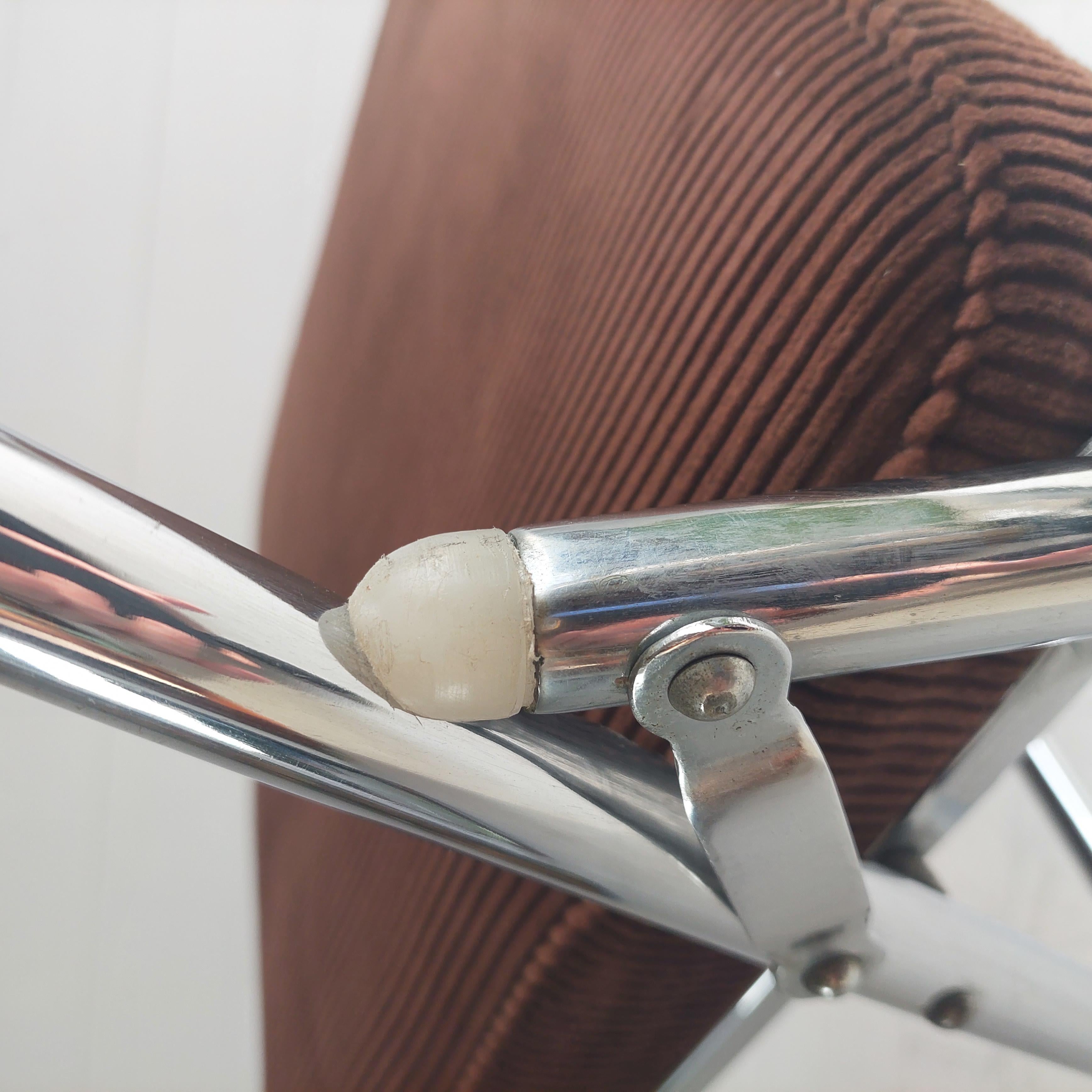 20th Century Midcentury Chrome & Corduroy Folding Chair, 1970s