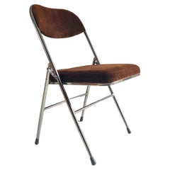 Milieu du siècle  chaise pliante en chrome et velours côtelé, années 70