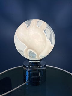 Mid Century Chrome Desk Lamp with Glass Shade, 1970s