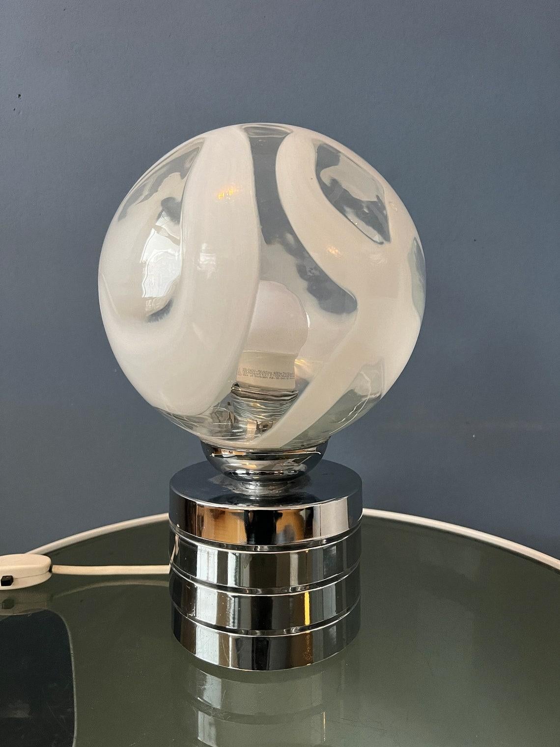Mid Century Chrome Desk Lamp with Glass Shade, 1970s For Sale 2