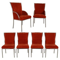 Mid Century Chrome Dining Chairs Six Milo Baughman Style