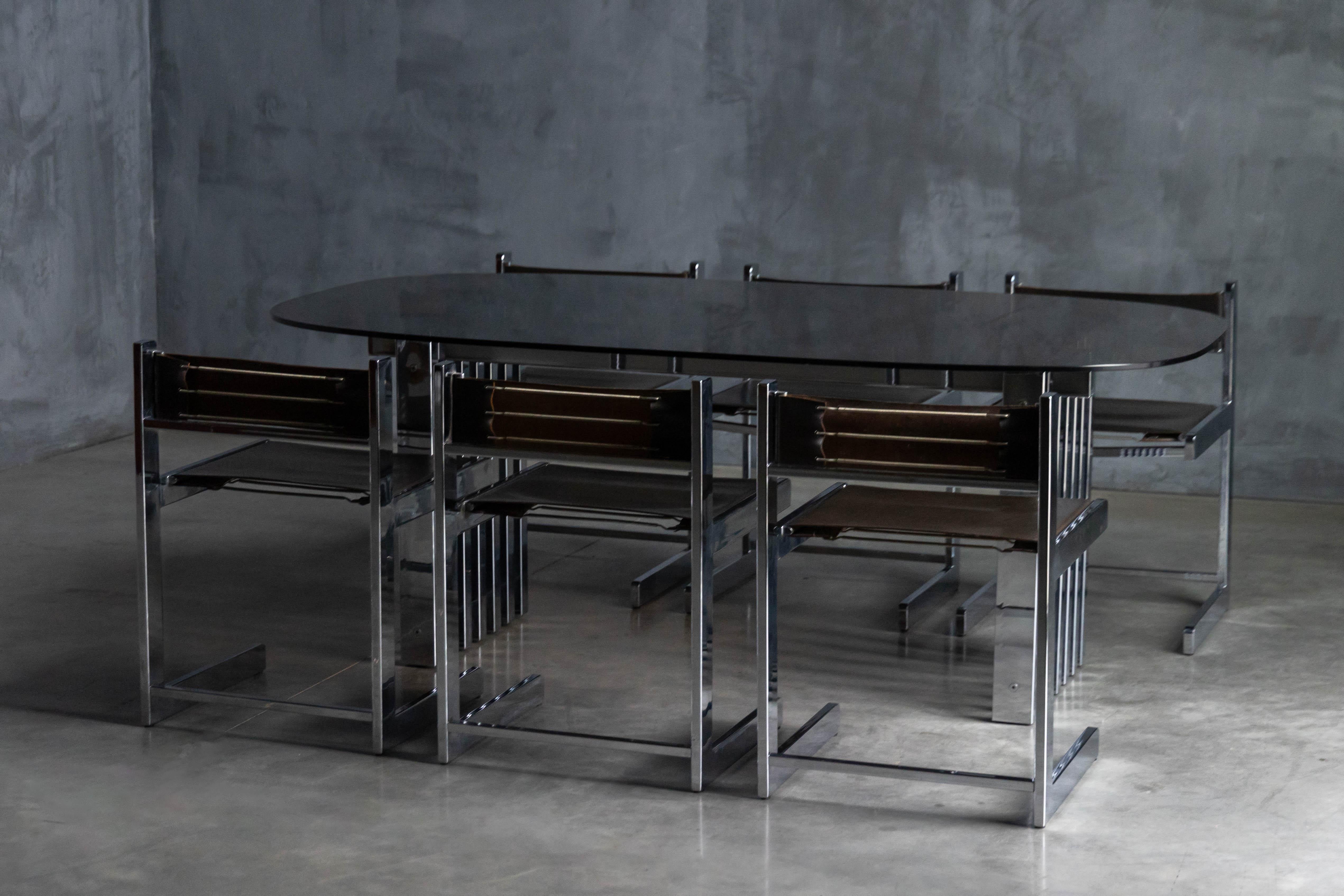 Table de salle à manger chromée du milieu du siècle pour Roche Bobois, France, 1970 en vente 8