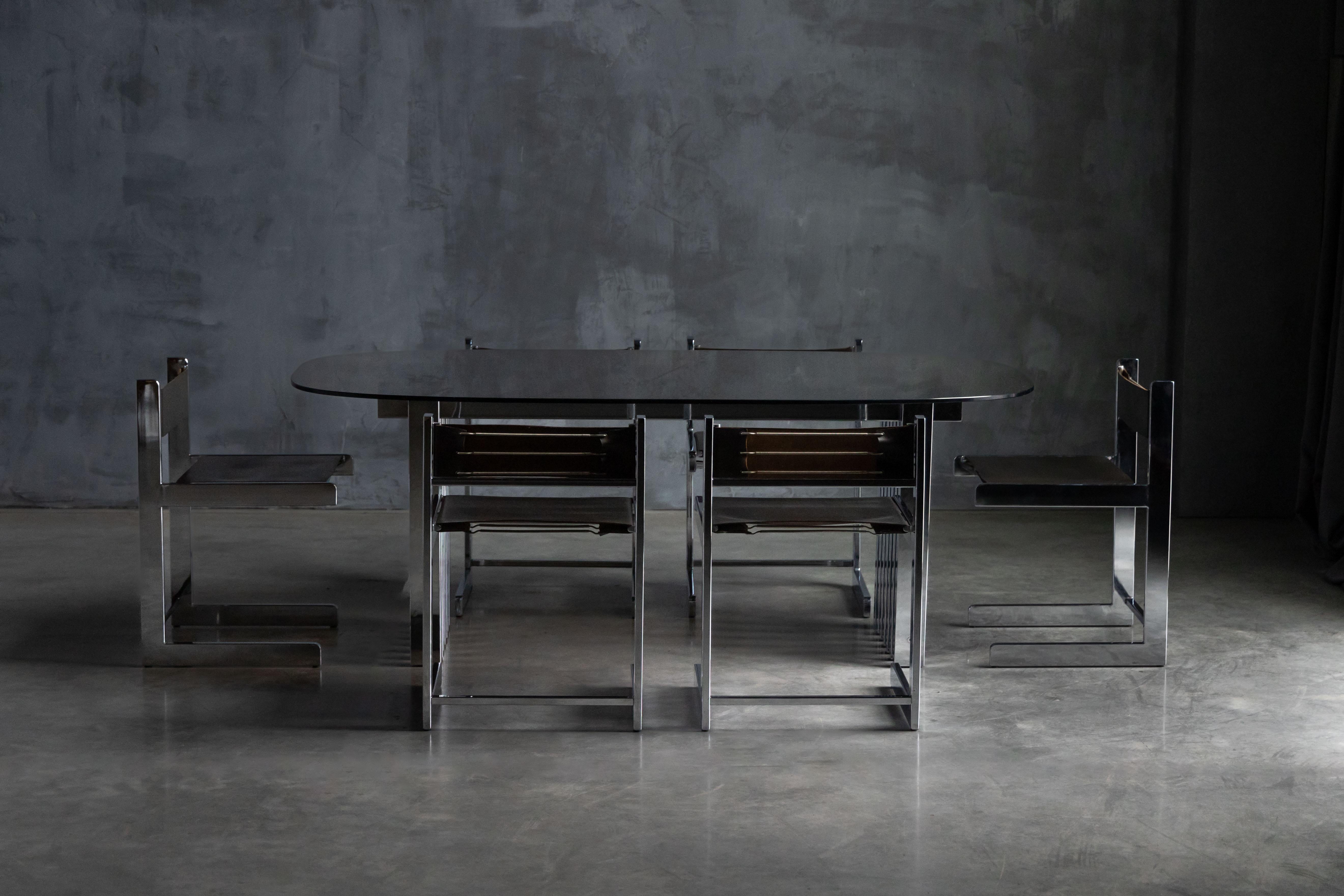 Table de salle à manger chromée du milieu du siècle pour Roche Bobois, France, 1970 en vente 10