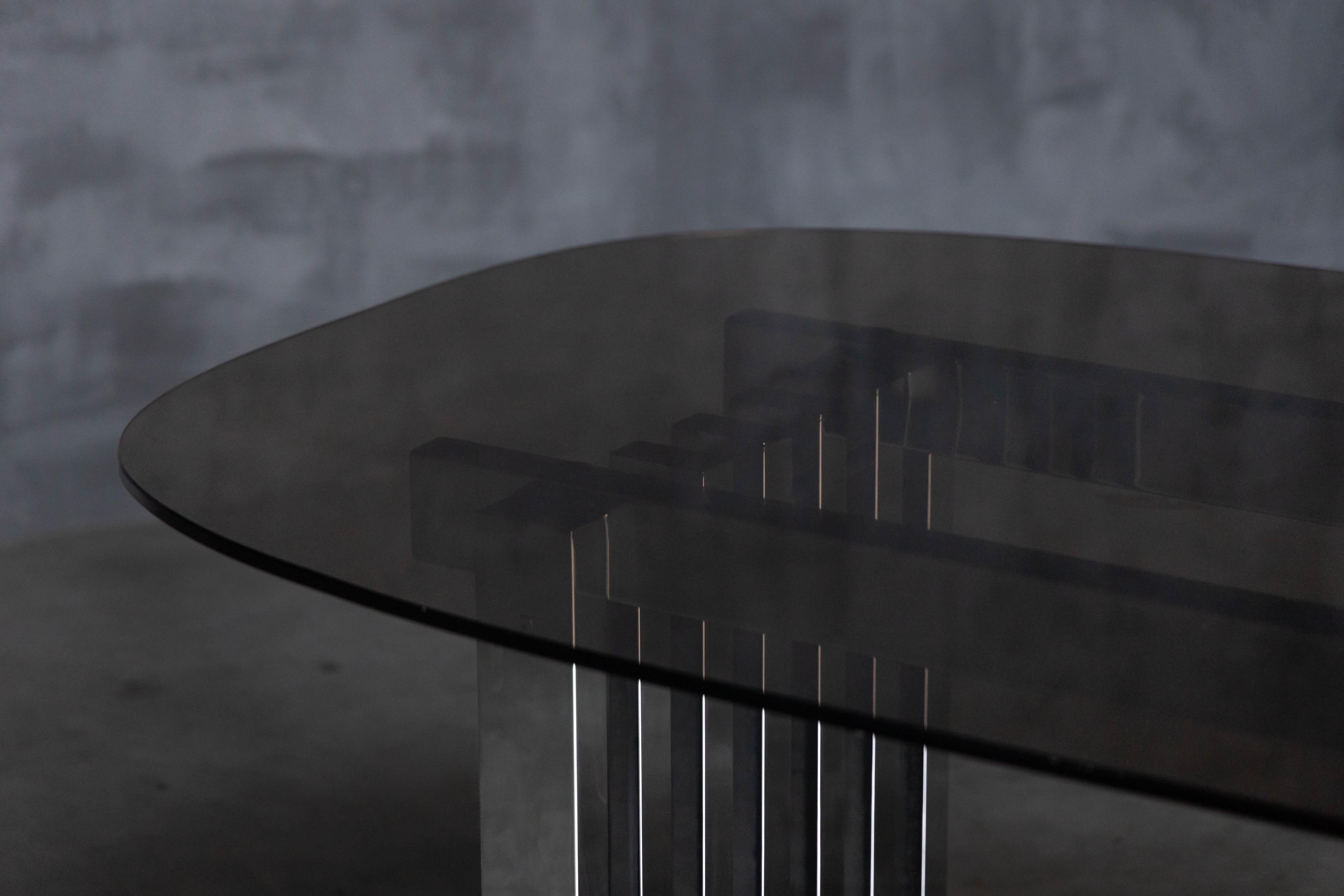 Table de salle à manger chromée du milieu du siècle pour Roche Bobois, France, 1970 en vente 2