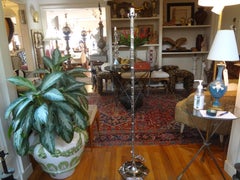 Midcentury Chrome Faux Bamboo Lotus Floor Lamp