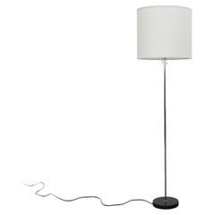 Mid-Century Chrome Floor Lamp with Weighted Black Enameled Base