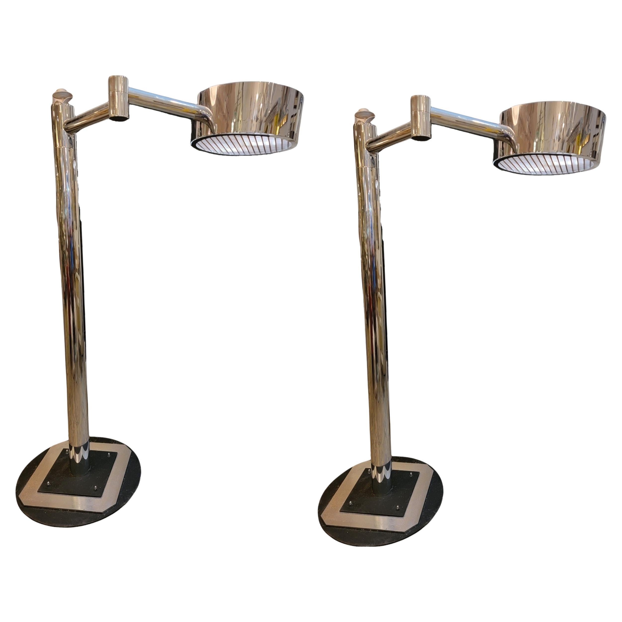 Mid-Century Chrome Floor Lamps - a Pair For Sale