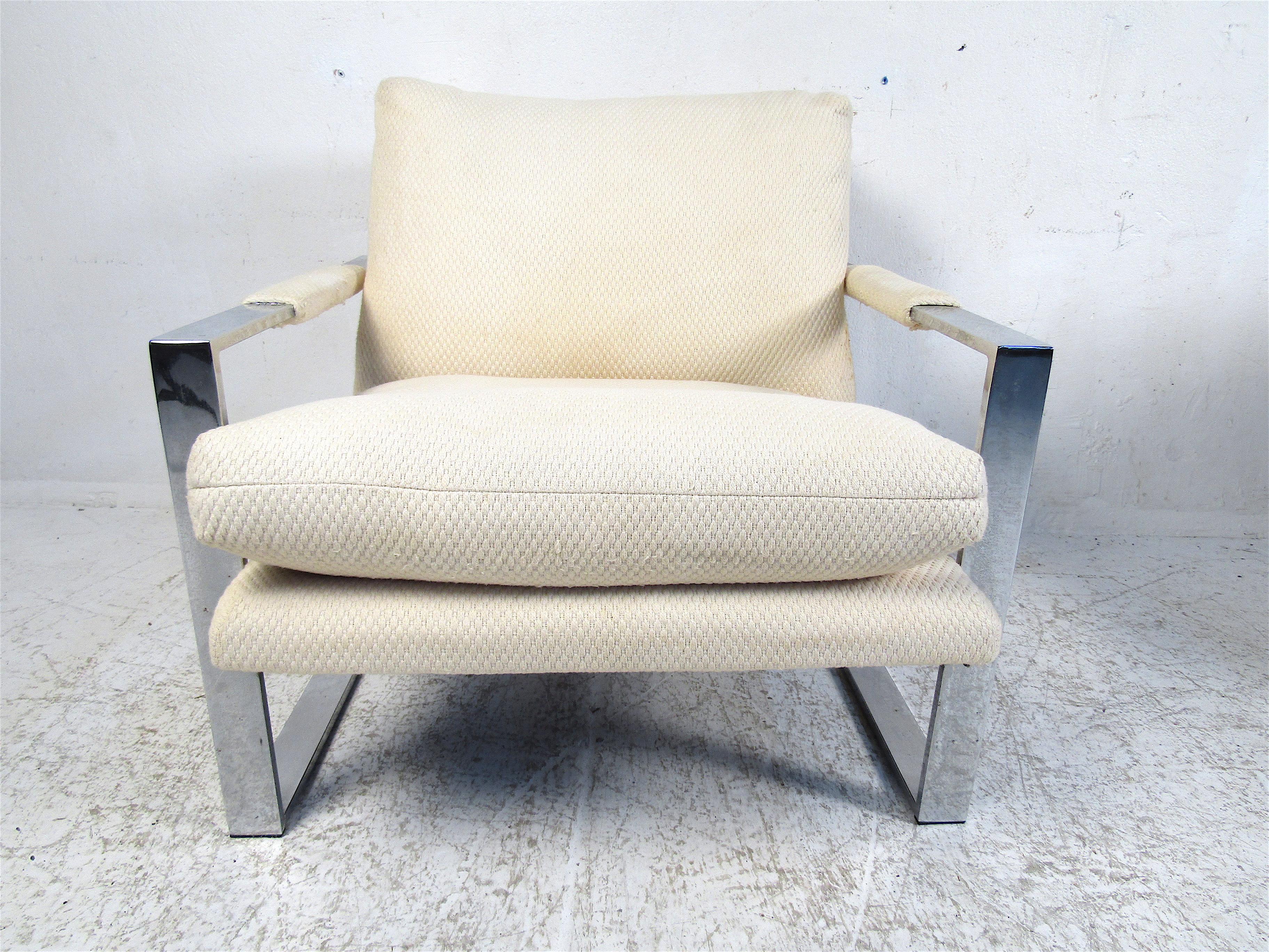 Midcentury Chrome Frame Armchairs by Milo Baughman, a Pair In Good Condition In Brooklyn, NY