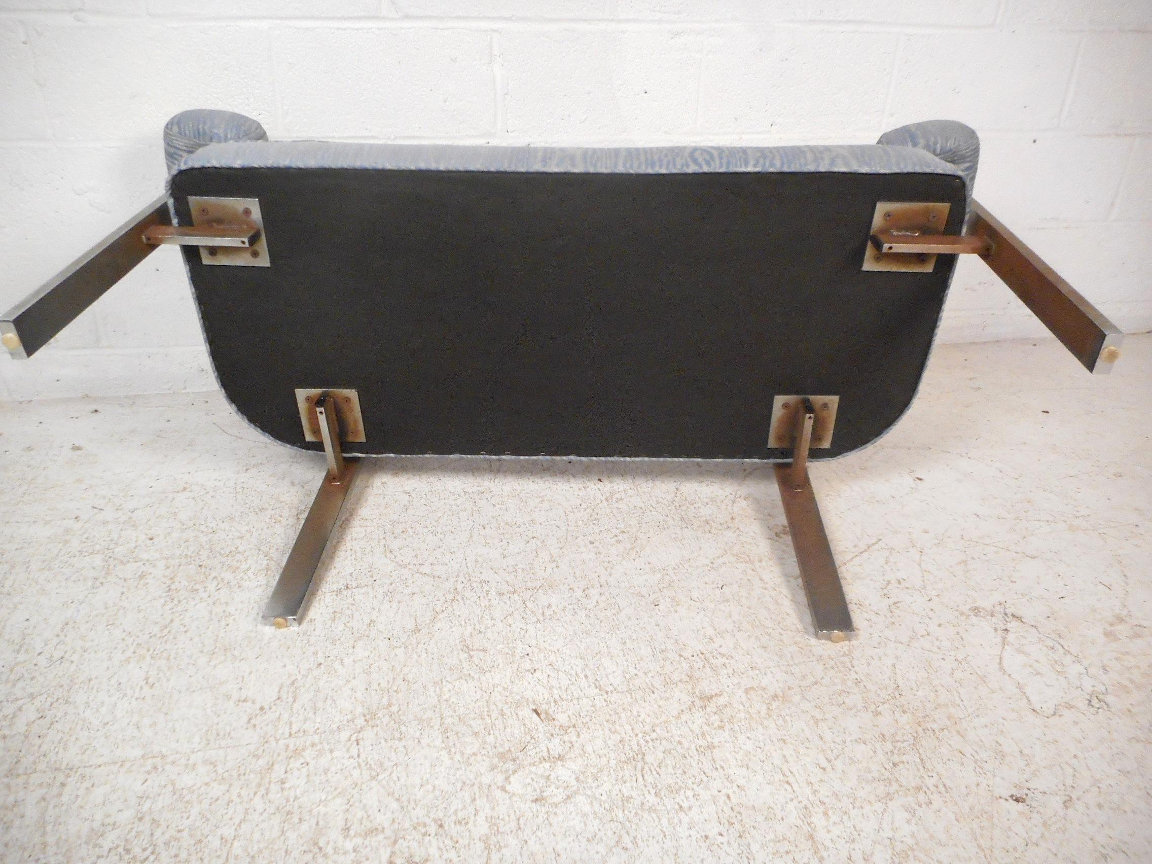 Upholstery Mid-Century Chrome Frame Upholstered Bench