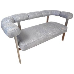 Mid-Century Chrome Frame Upholstered Bench