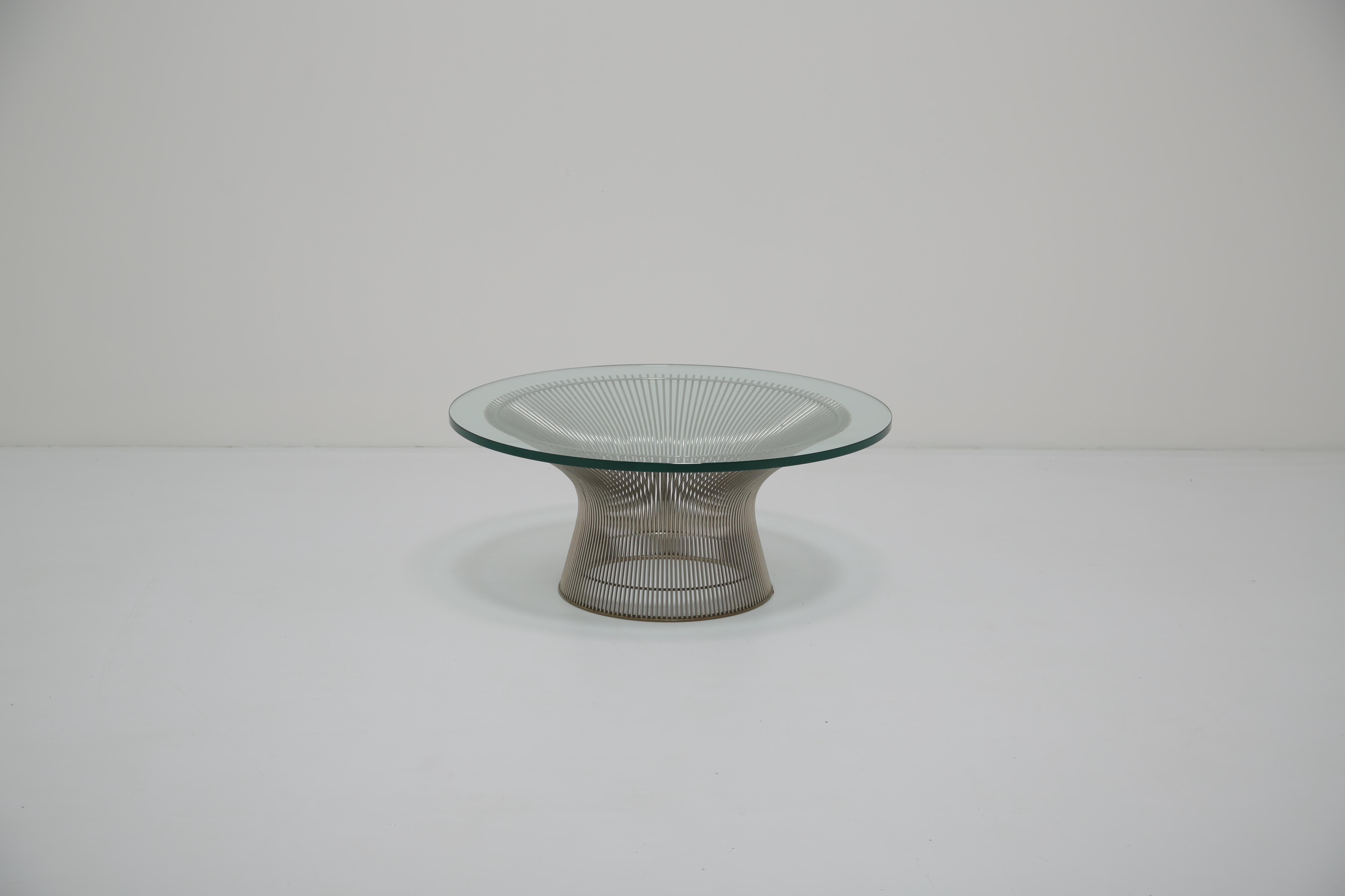 Table basse en verre et chrome du milieu du siècle par Warren Platner pour Knoll Inc, 1966 Bon état - En vente à Dublin 8, IE