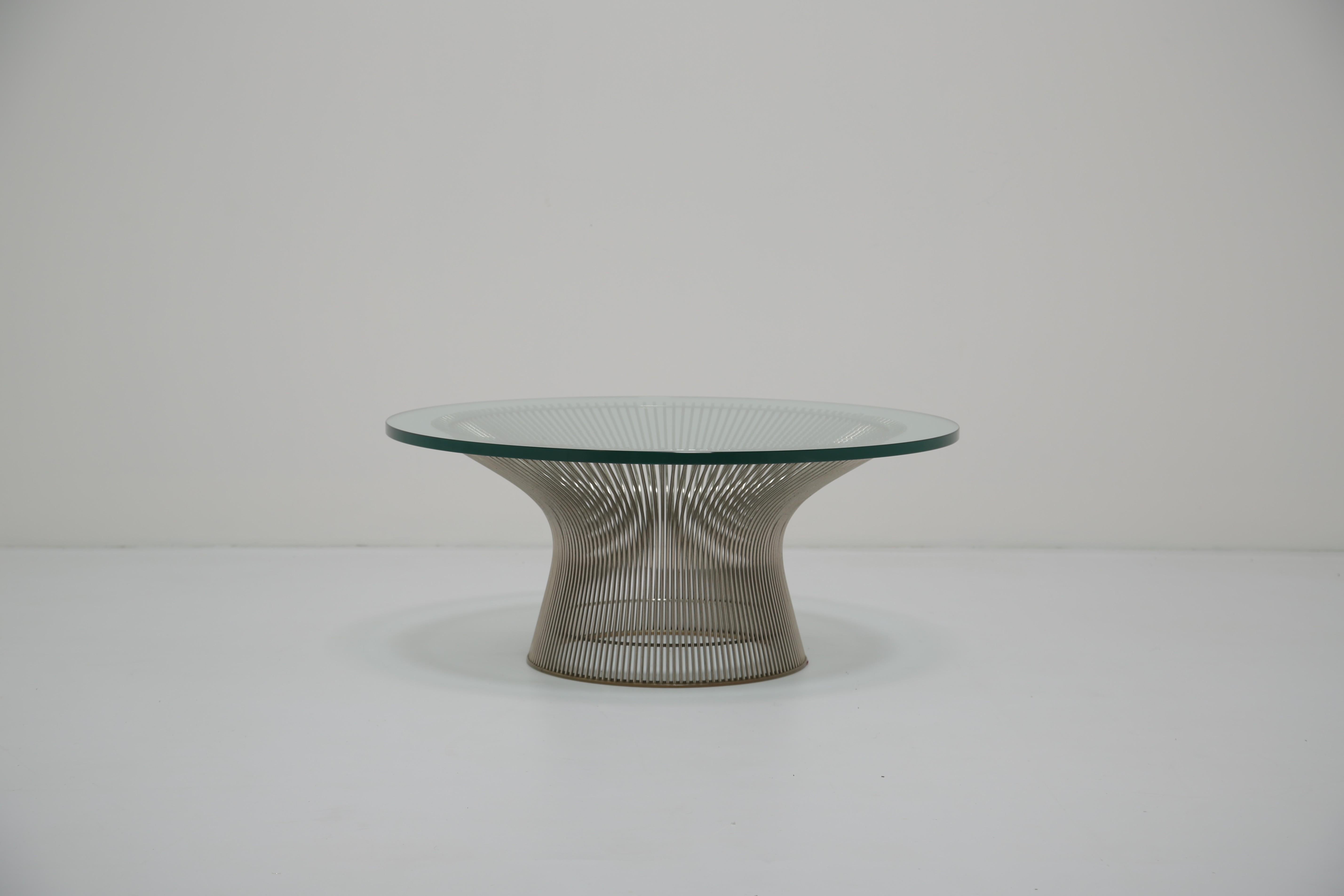 20ième siècle Table basse en verre et chrome du milieu du siècle par Warren Platner pour Knoll Inc, 1966 en vente