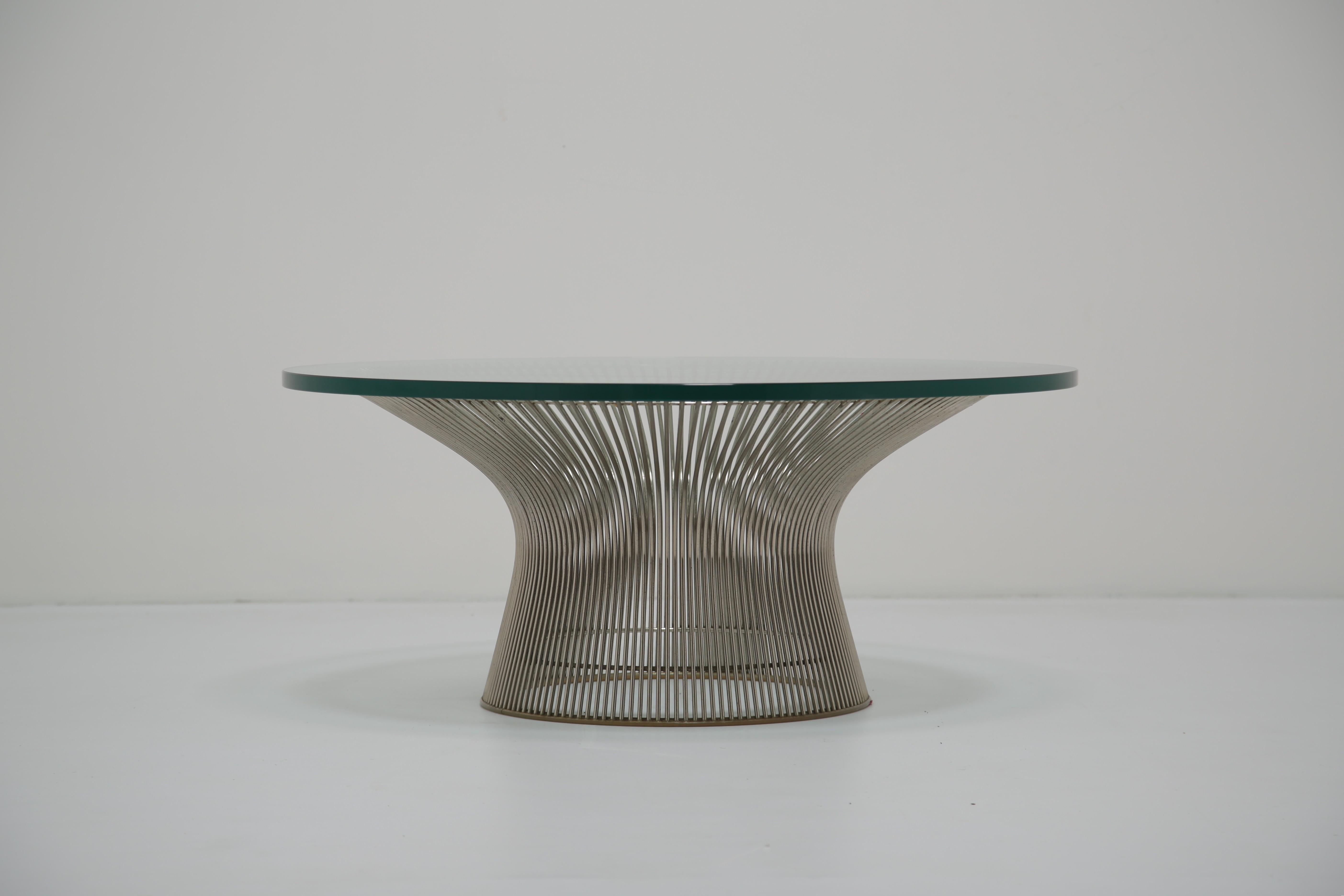 Verre Table basse en verre et chrome du milieu du siècle par Warren Platner pour Knoll Inc, 1966 en vente