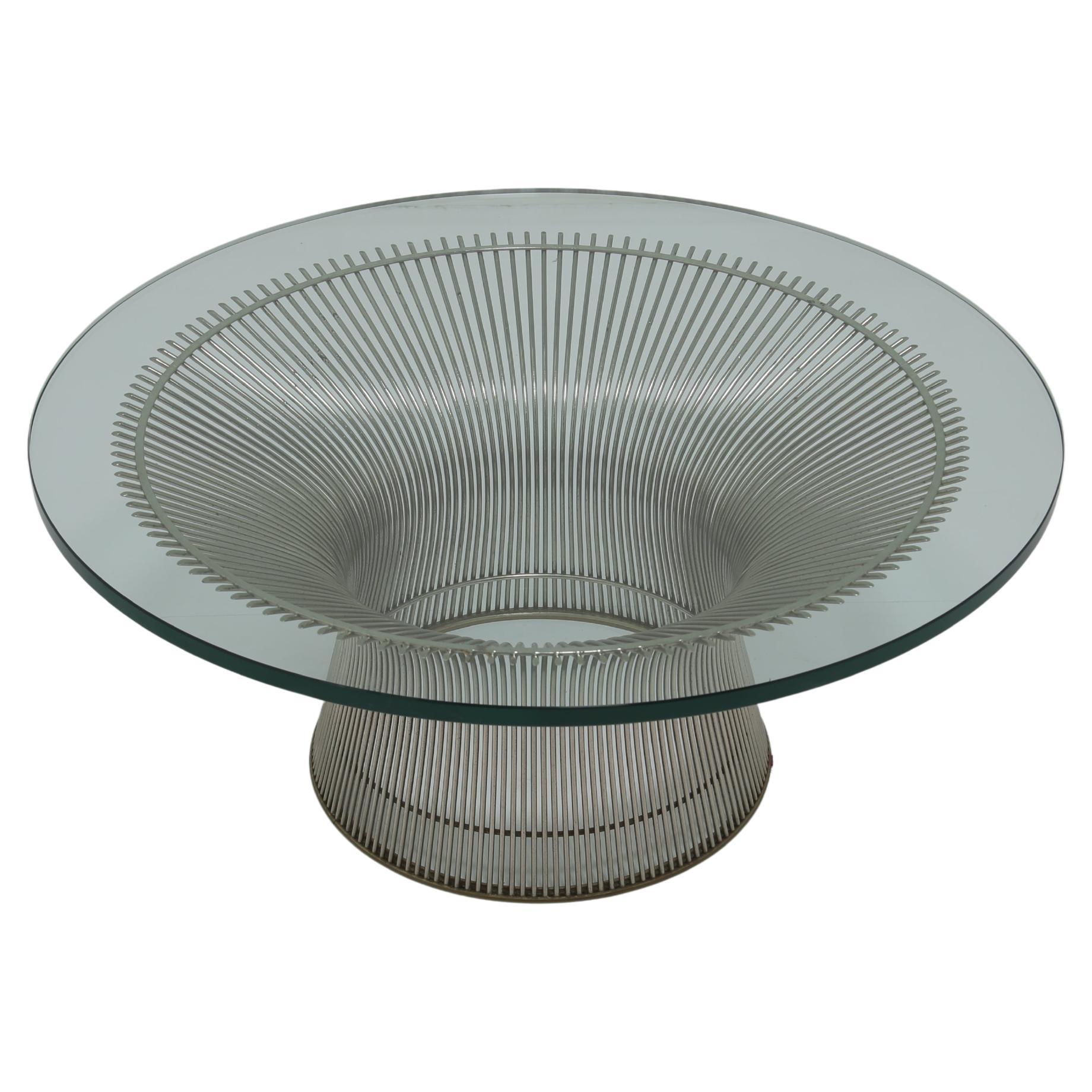 Table basse en verre et chrome du milieu du siècle par Warren Platner pour Knoll Inc, 1966 en vente