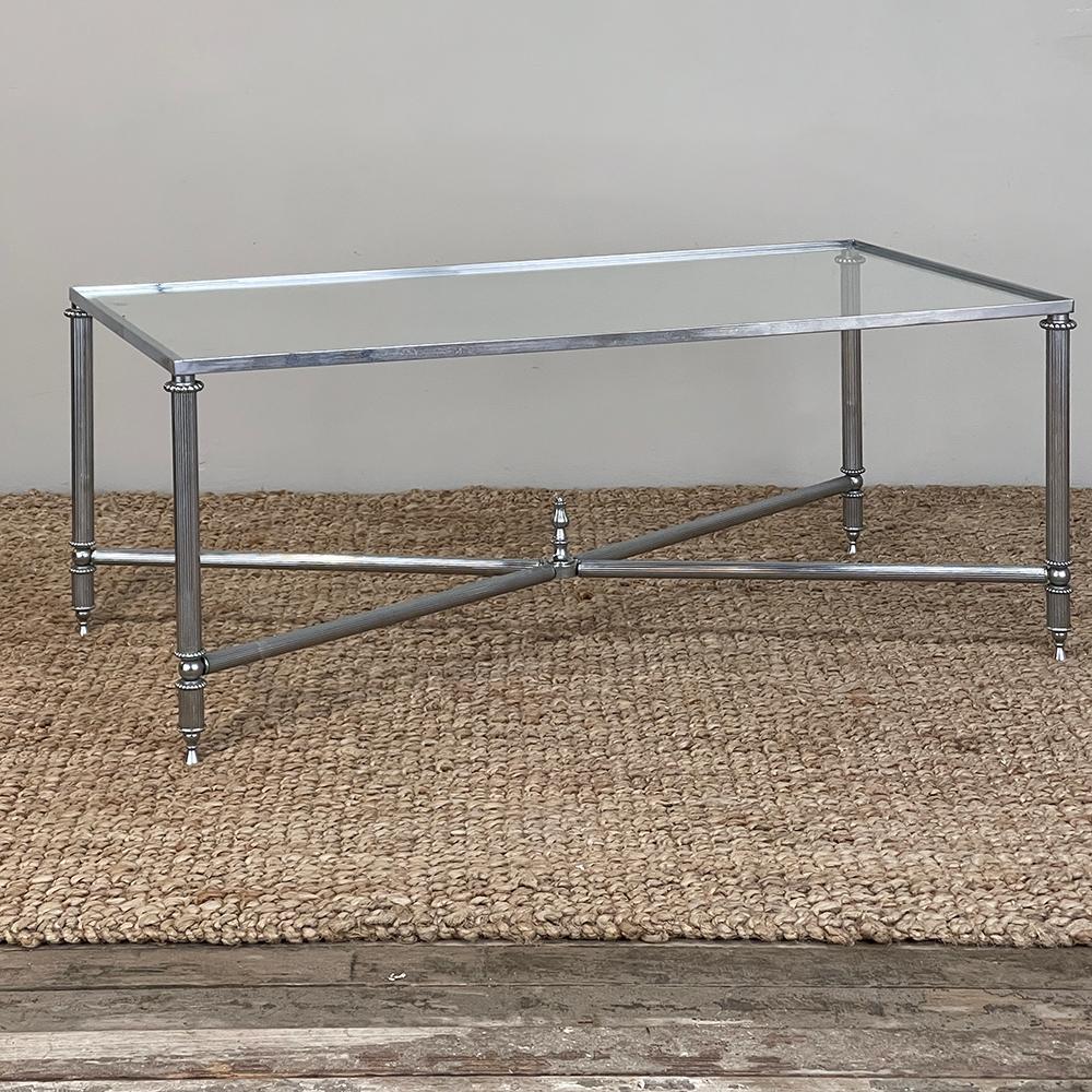 Mid-Century Chrome & Glass Coffee Table For Sale 7