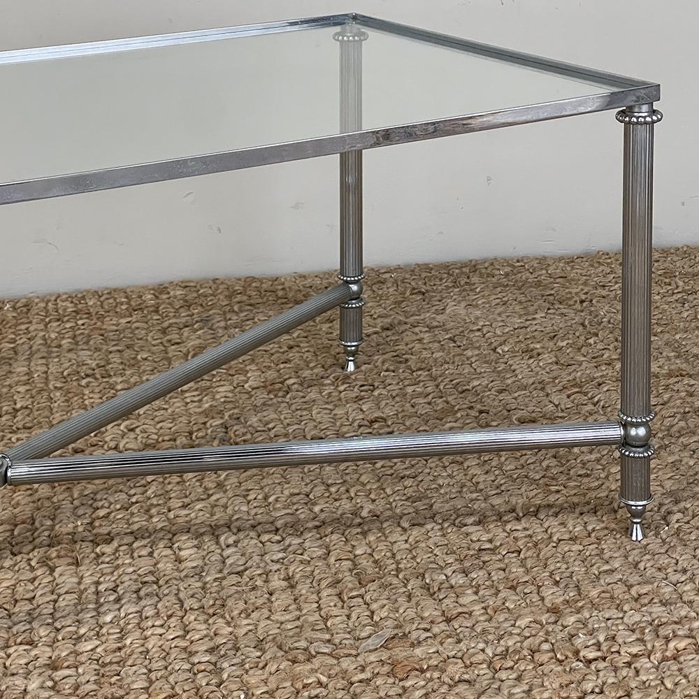 Mid-Century Chrome & Glass Coffee Table For Sale 9