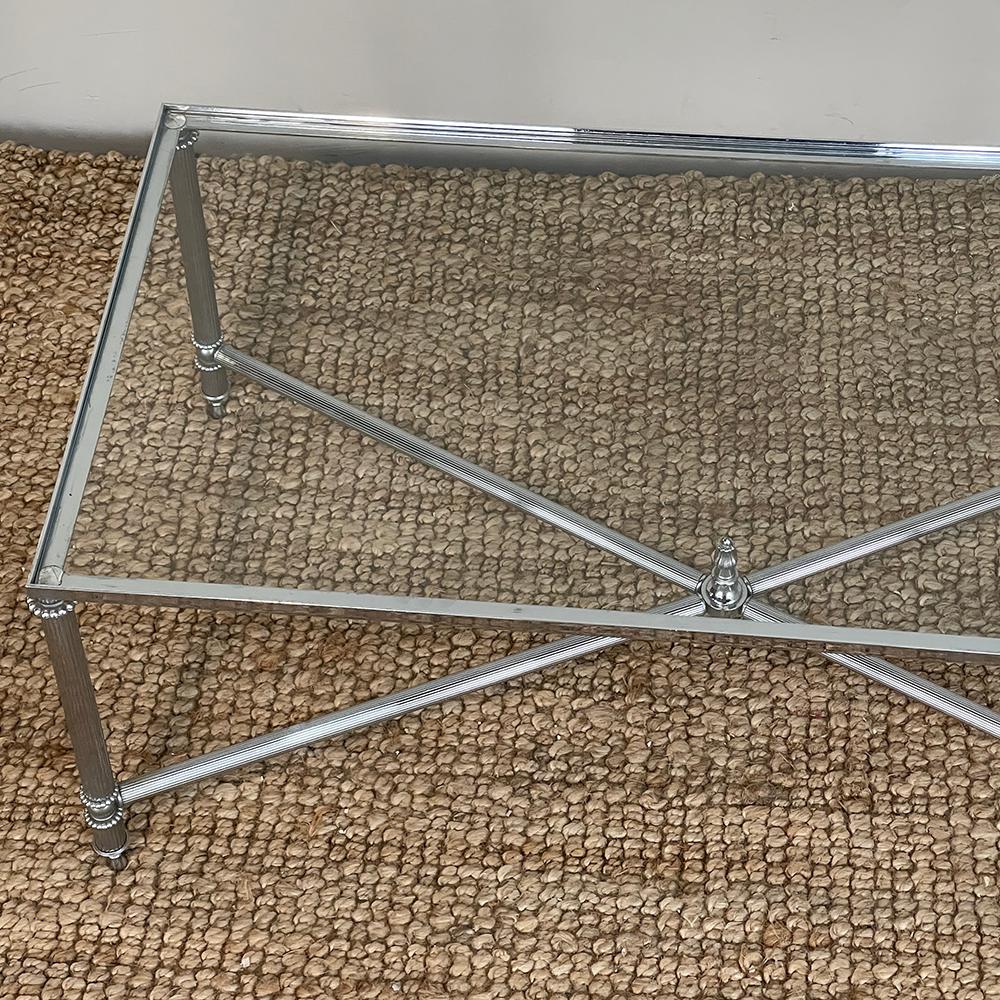 Metalwork Mid-Century Chrome & Glass Coffee Table For Sale