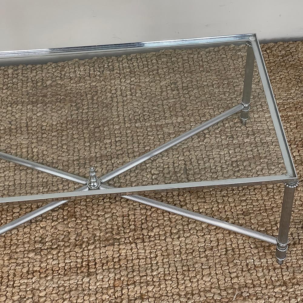Mid-Century Chrome & Glass Coffee Table In Good Condition For Sale In Dallas, TX