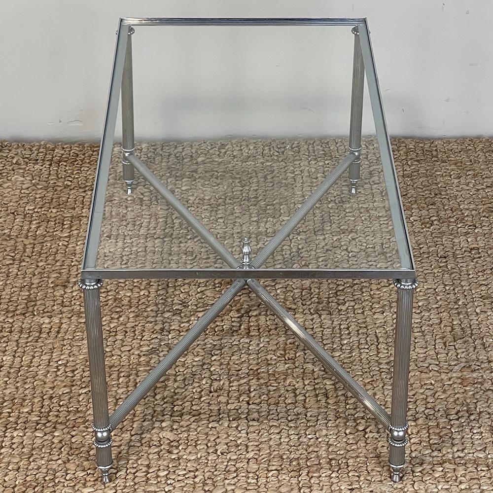20th Century Mid-Century Chrome & Glass Coffee Table For Sale