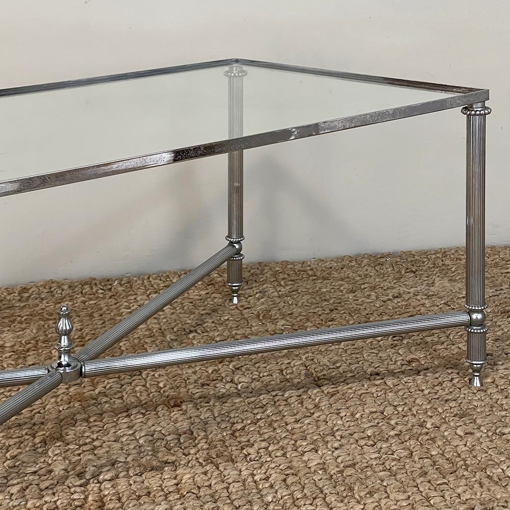 Mid-Century Chrome & Glass Coffee Table For Sale 2