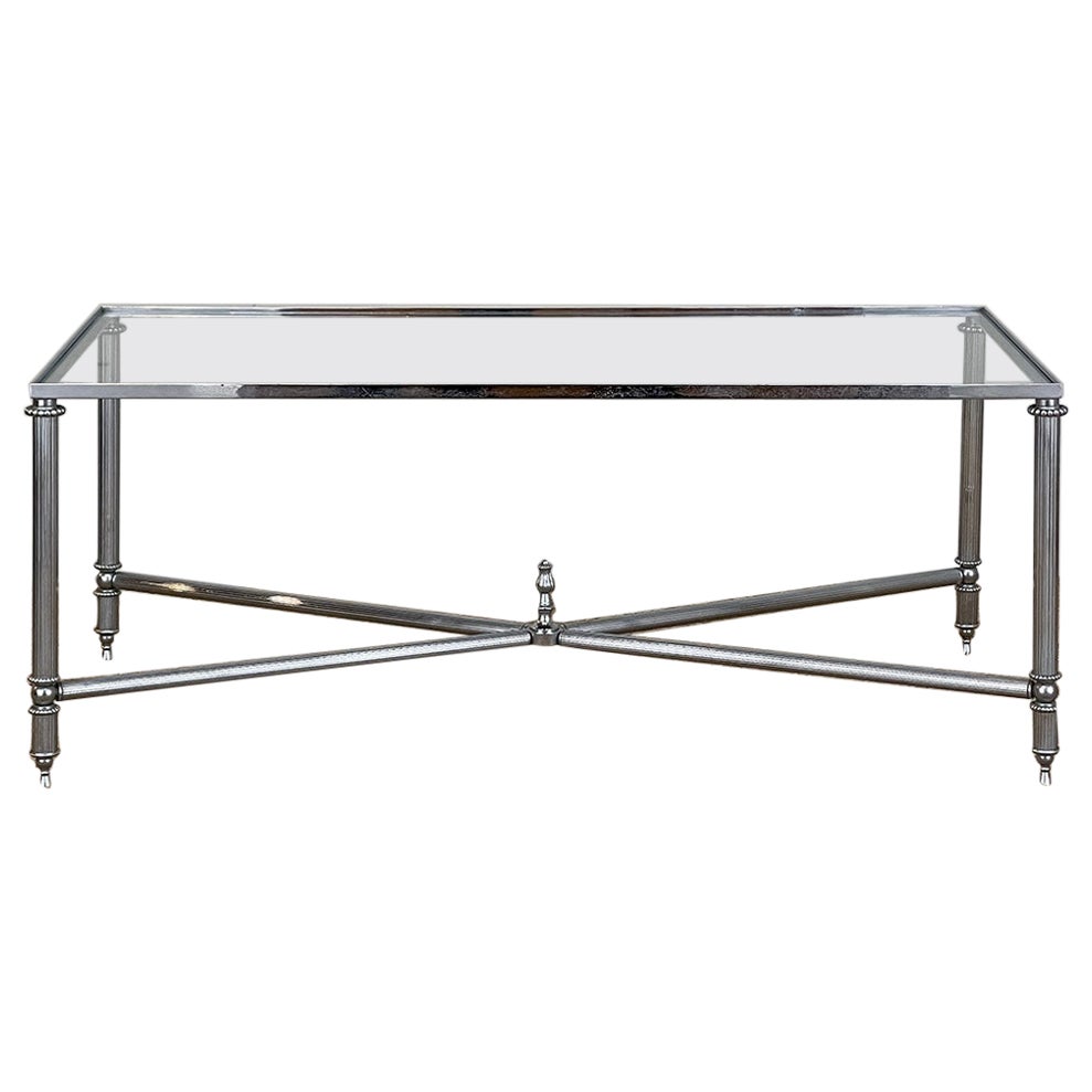 Mid-Century Chrom & Glas Couchtisch