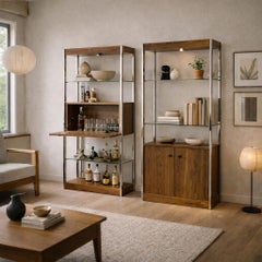 Mid-Century Chrome & Glass Étagère / Display Bookcase, Illuminated Cabinet