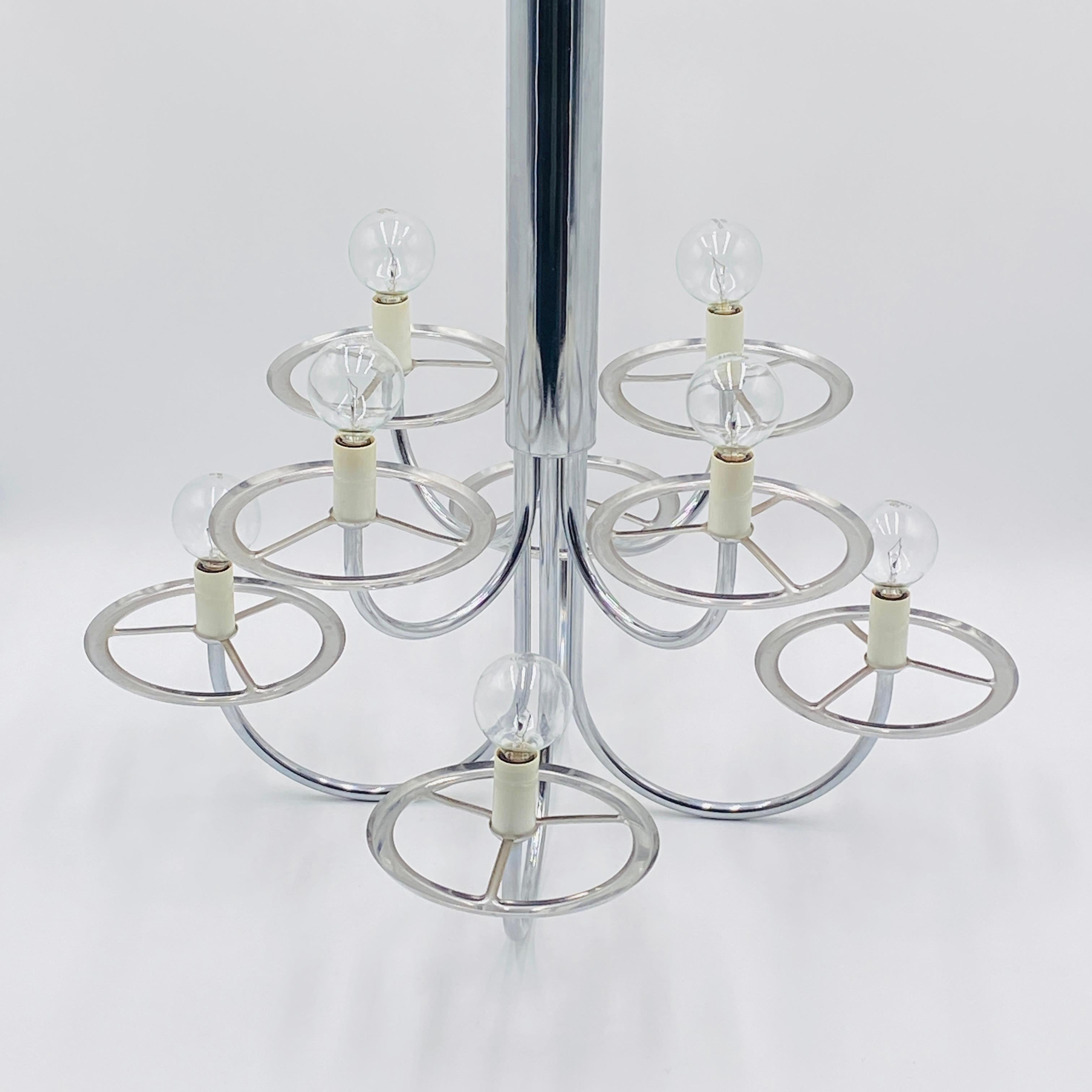 Mid Century Chrome Glass Globe Chandelier by Lightolier 1960s For Sale 5