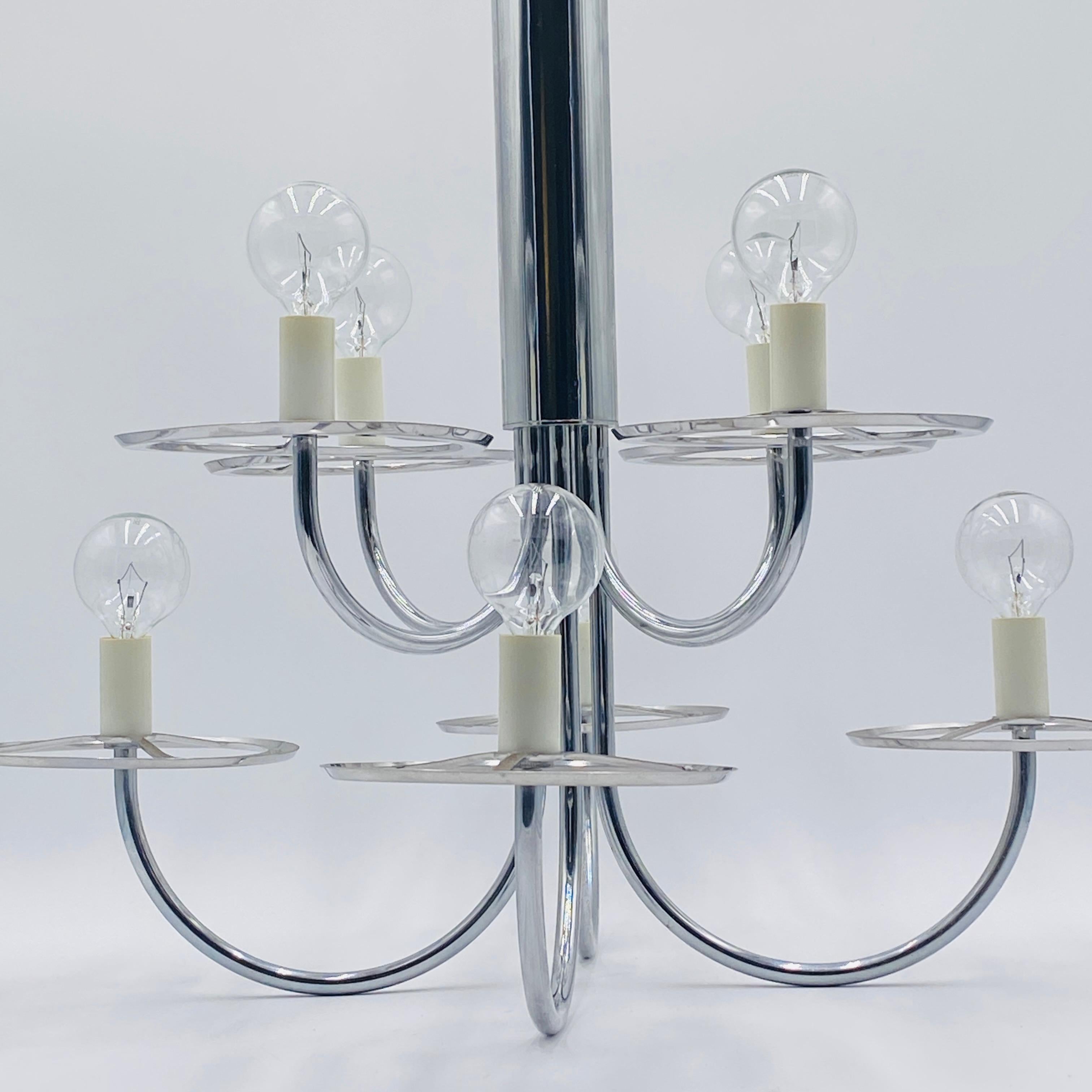 Mid Century Chrome Glass Globe Chandelier by Lightolier 1960s For Sale 6