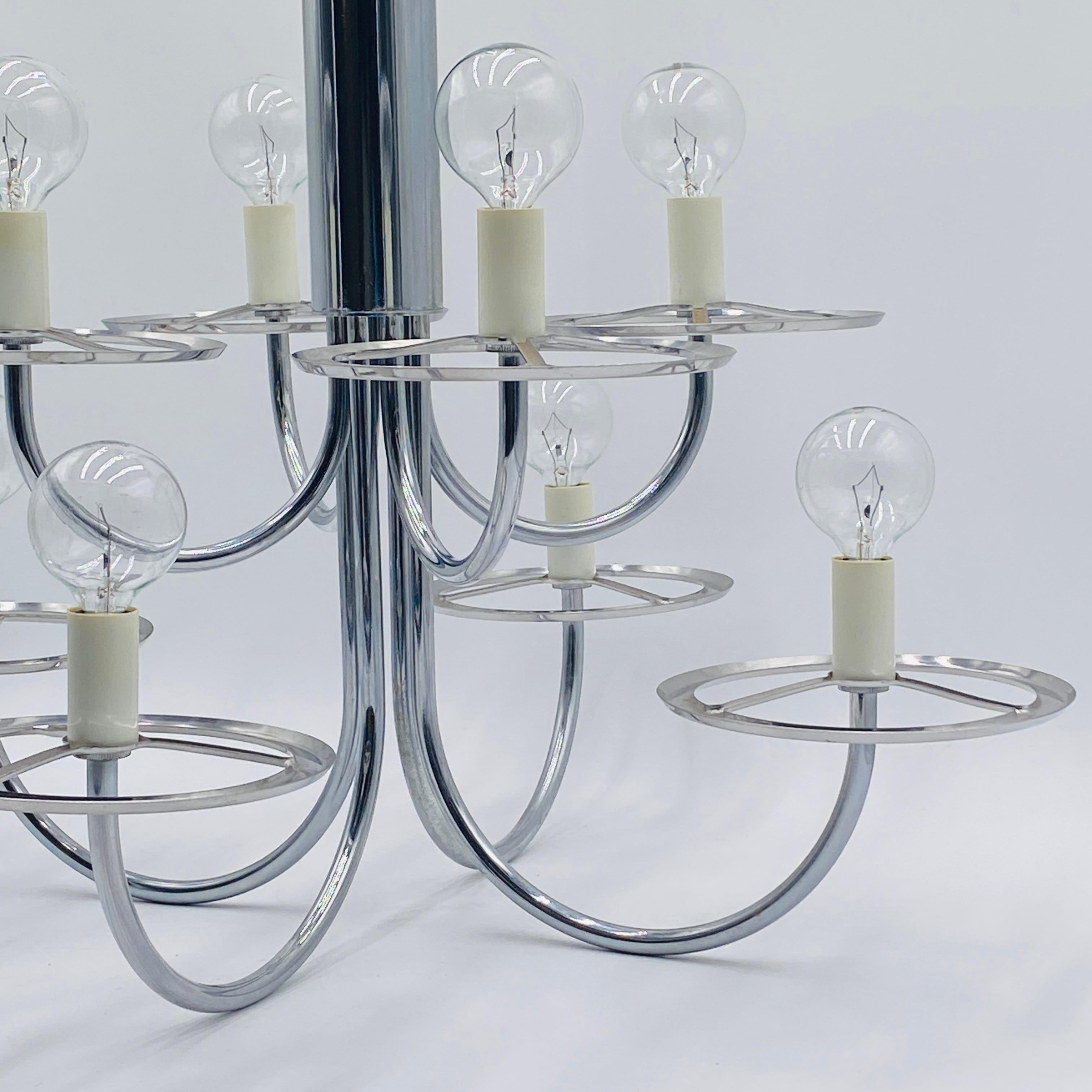 Mid Century Chrome Glass Globe Chandelier by Lightolier 1960s For Sale 7