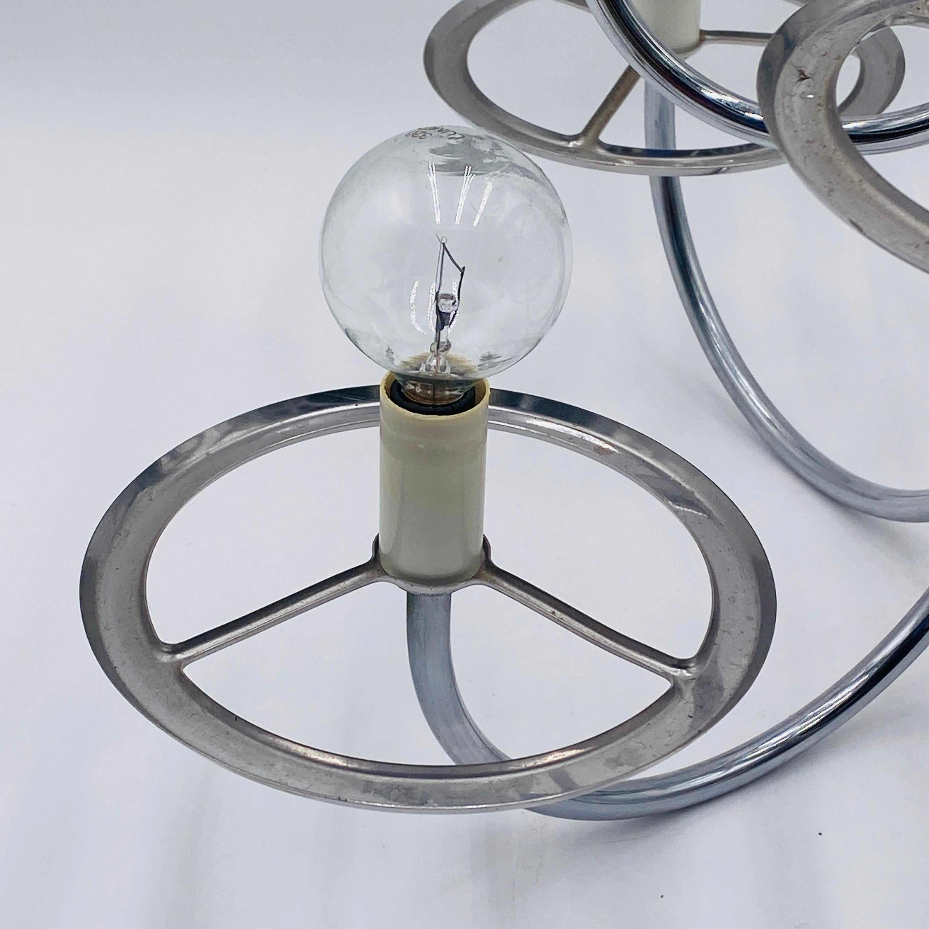 Mid Century Chrome Glass Globe Chandelier by Lightolier 1960s For Sale 8