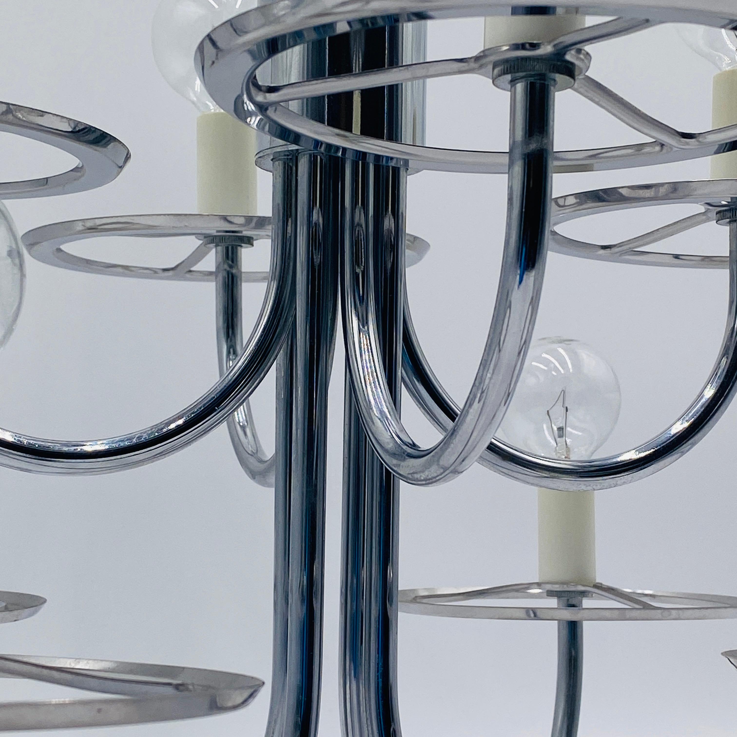 Mid Century Chrome Glass Globe Chandelier by Lightolier 1960s For Sale 9