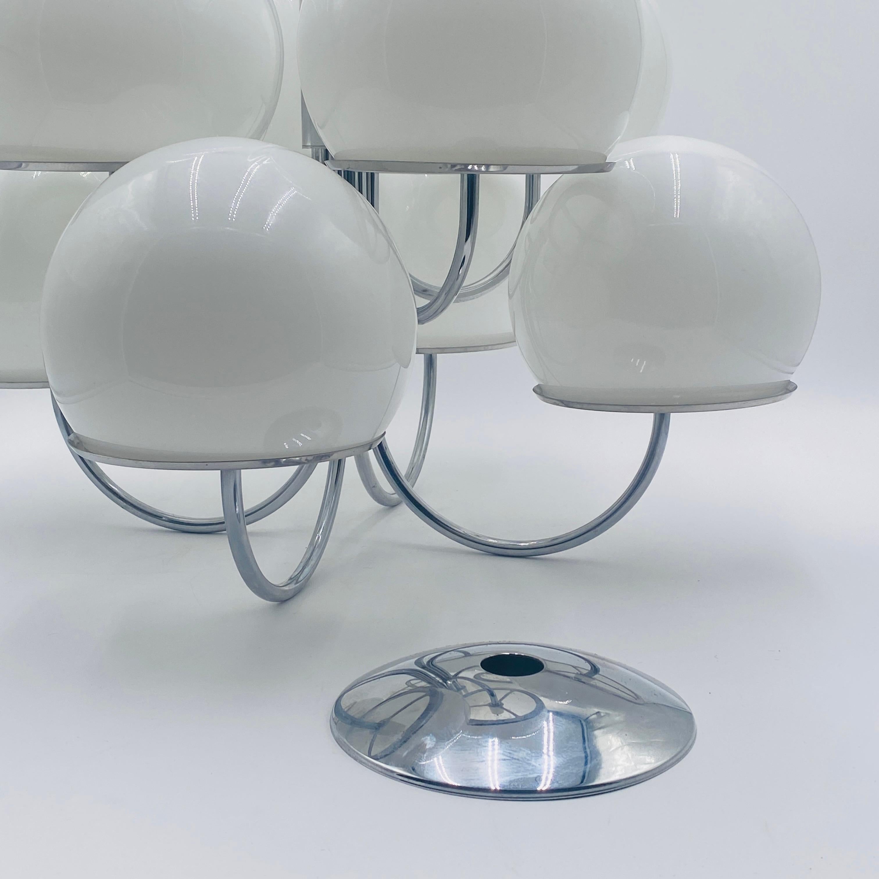 Mid-20th Century Mid Century Chrome Glass Globe Chandelier by Lightolier 1960s For Sale