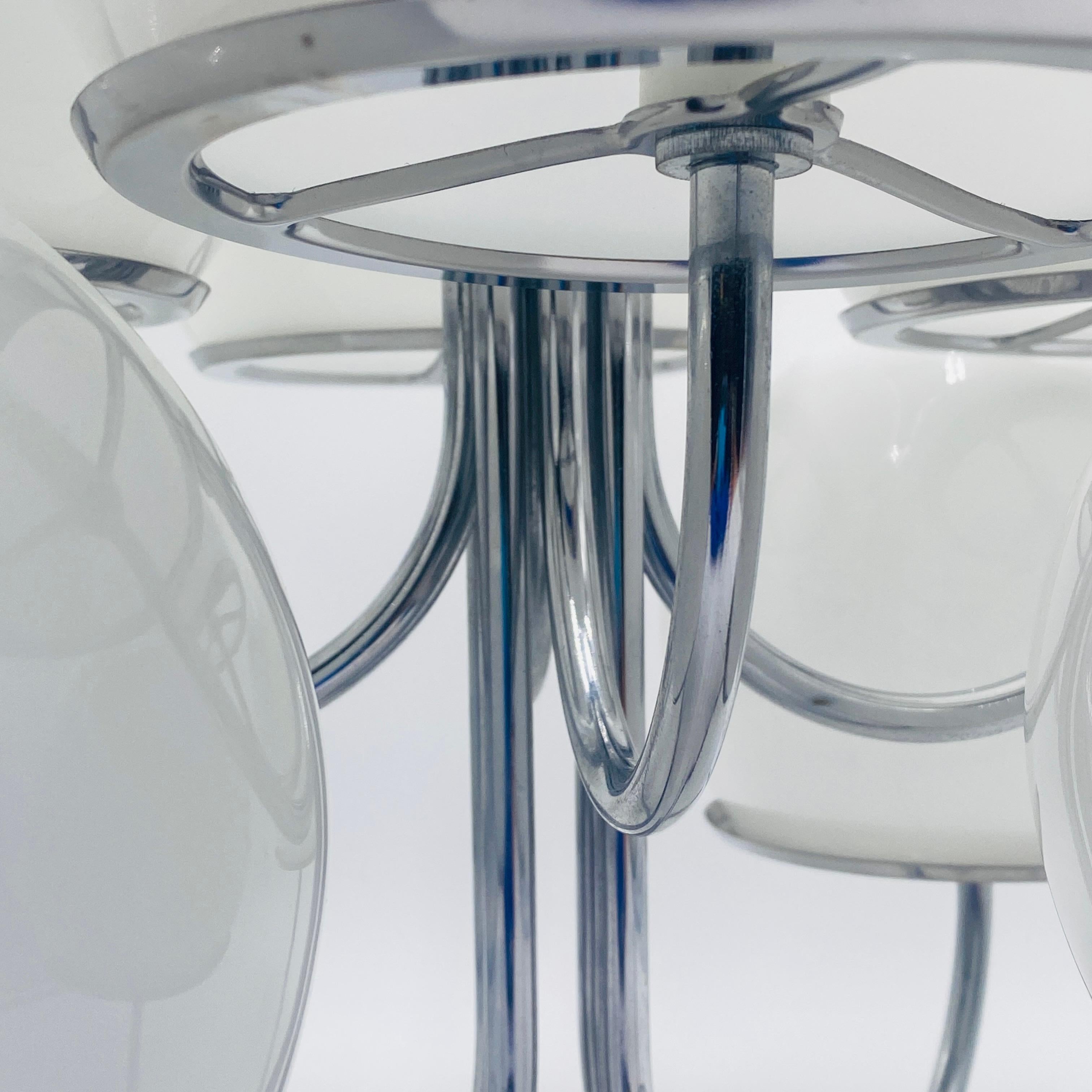Mid Century Chrome Glass Globe Chandelier by Lightolier 1960s For Sale 1