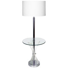 Mid-Century Chrome, Glass and Lucite Table Floor Lamp
