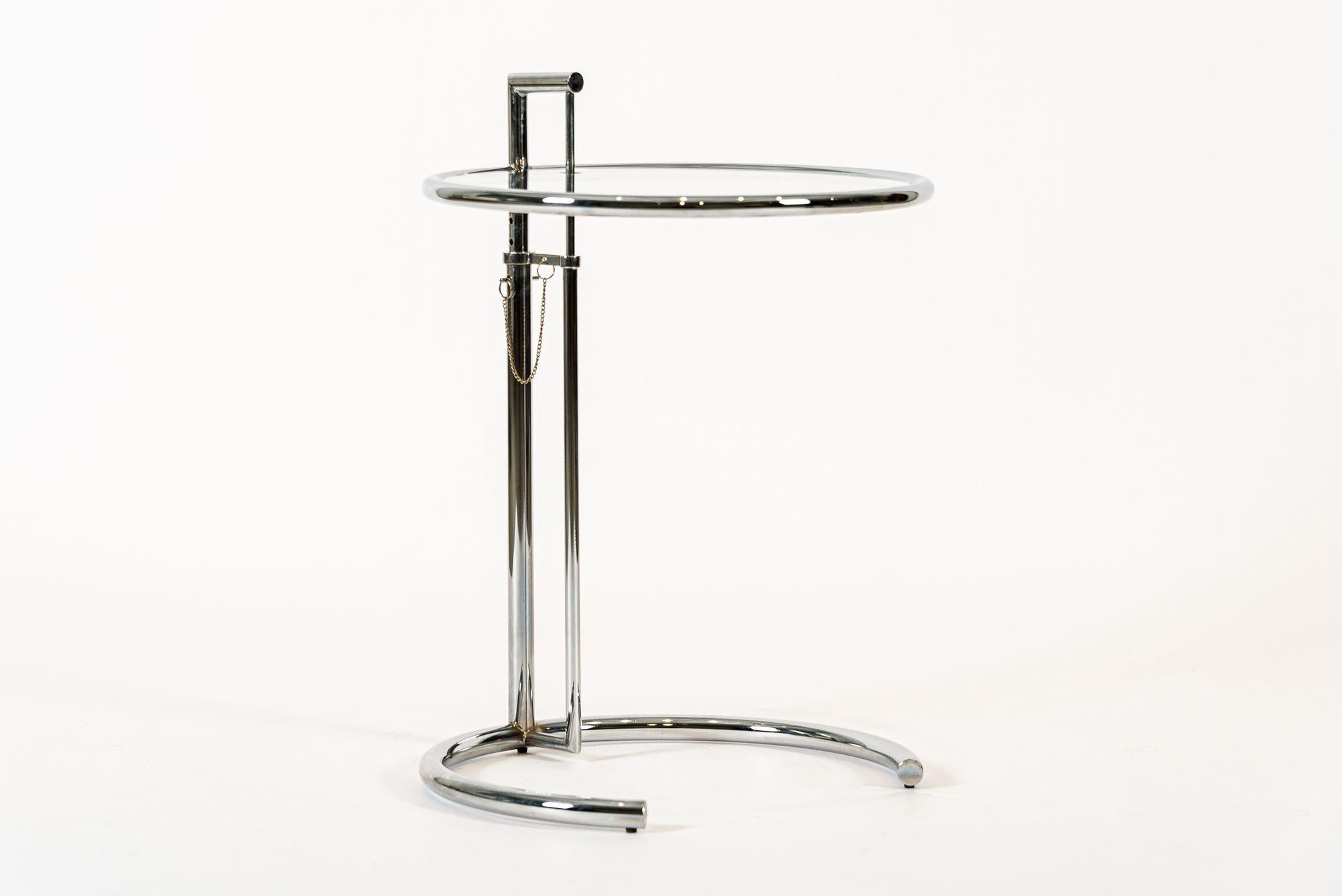 Mid Century Chrome & Glass Side Table by Eileen Gray (attr.) For Sale 4