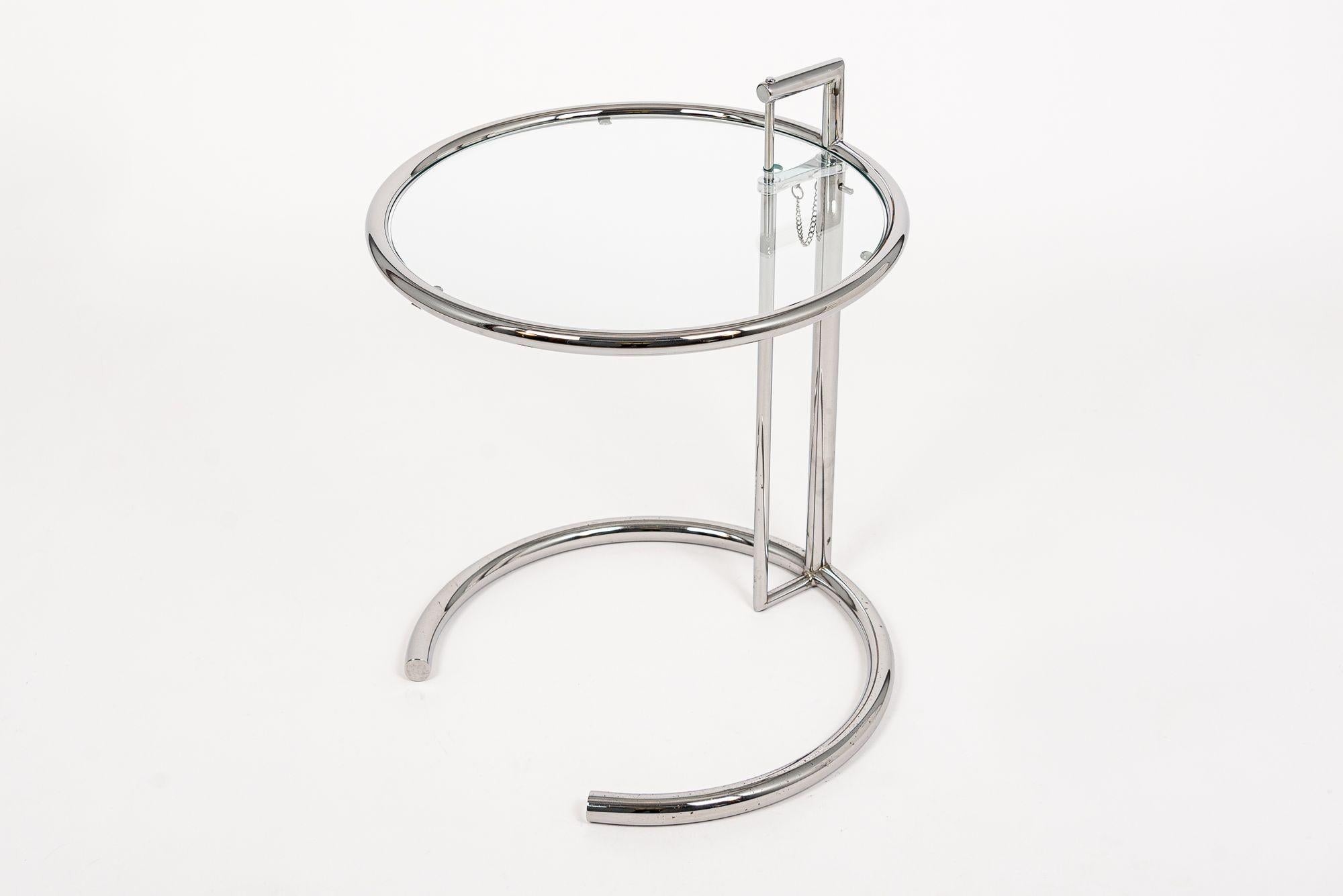 Mid-Century Modern Mid Century Chrome & Glass Side Table by Eileen Gray (attr.) For Sale
