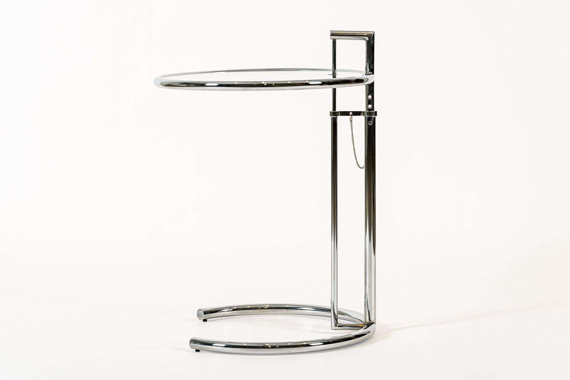 Mid-Century Modern Mid Century Chrome & Glass Side Table by Eileen Gray (attr.) For Sale