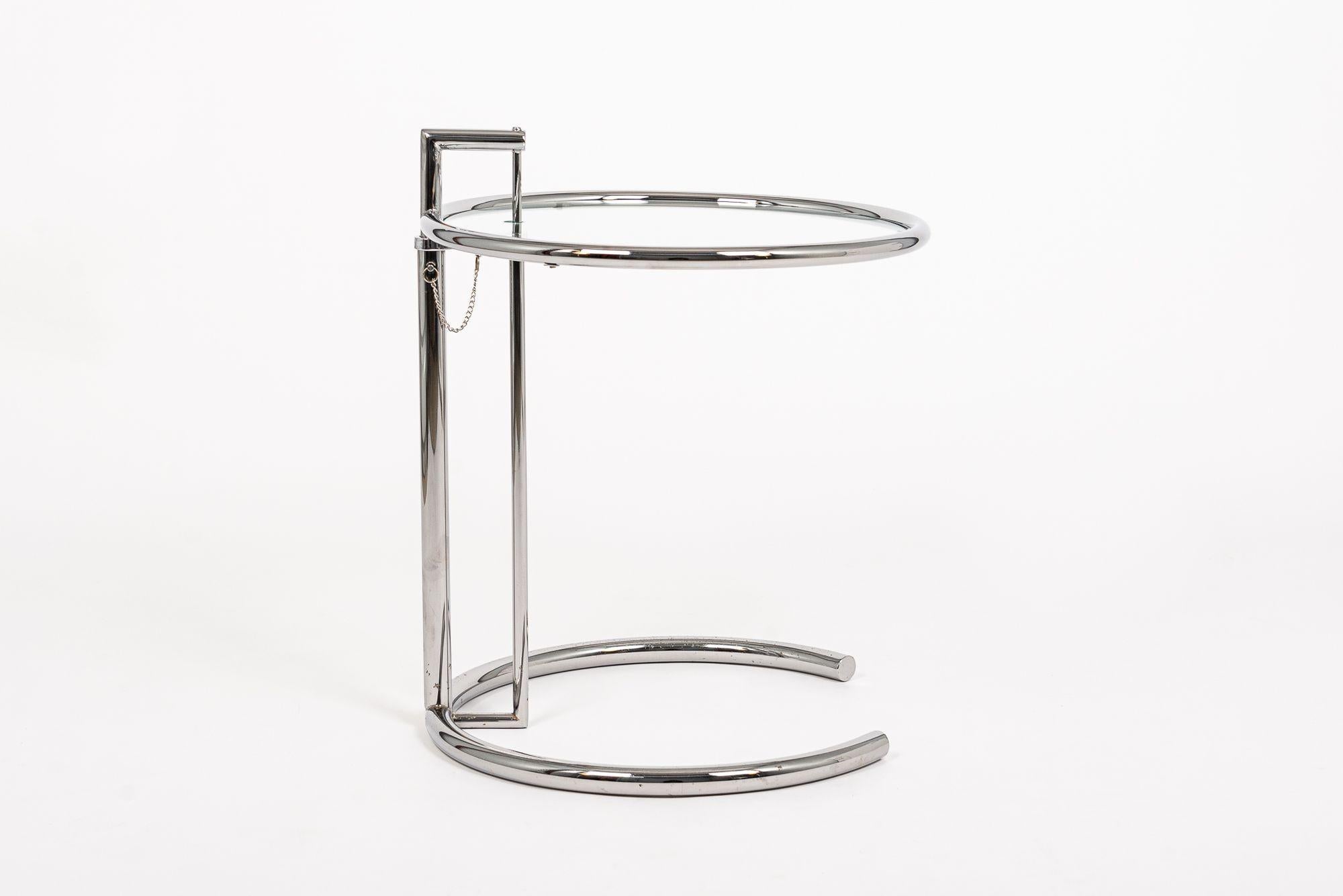 American Mid Century Chrome & Glass Side Table by Eileen Gray (attr.) For Sale