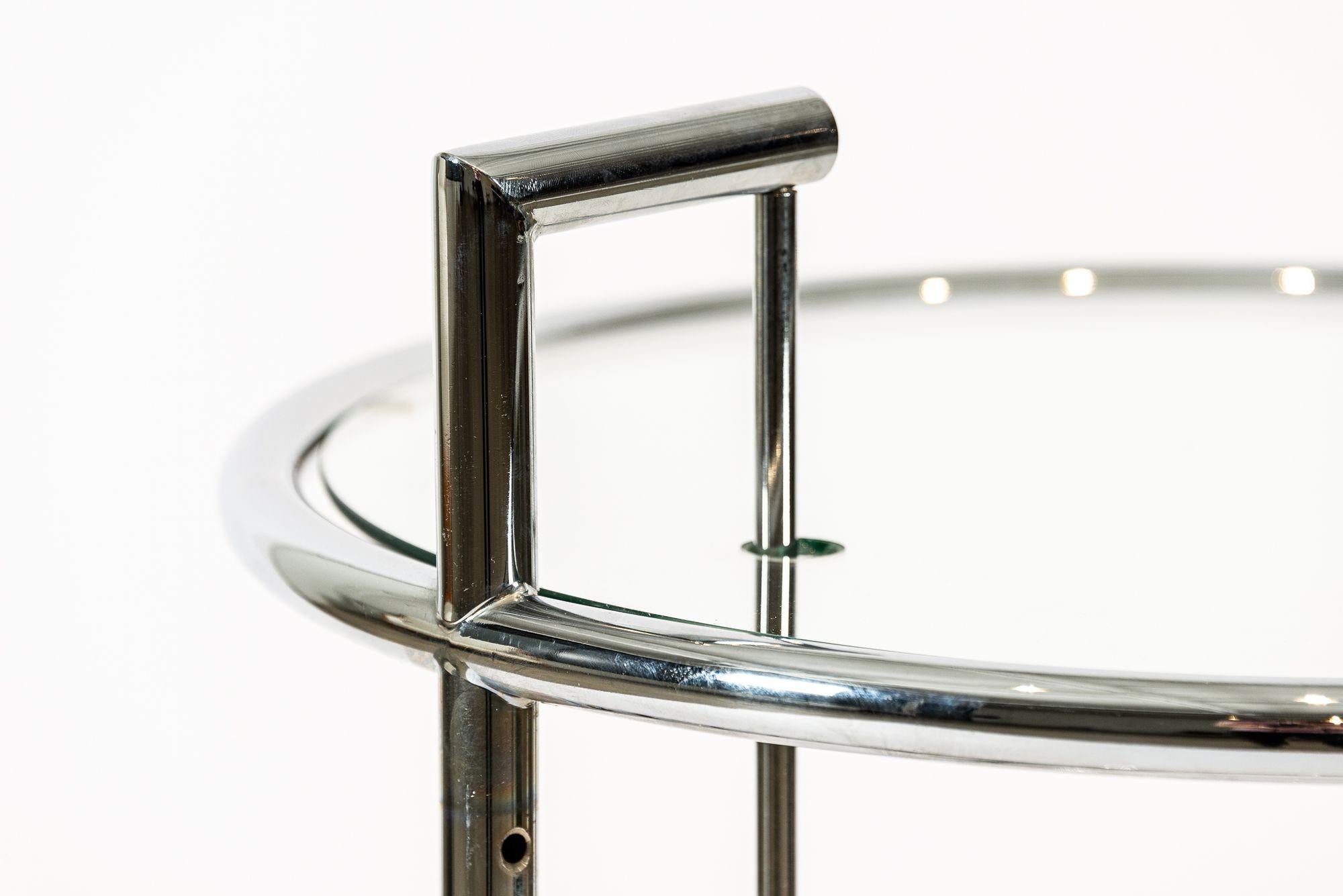 Steel Mid Century Chrome & Glass Side Table by Eileen Gray (attr.) For Sale
