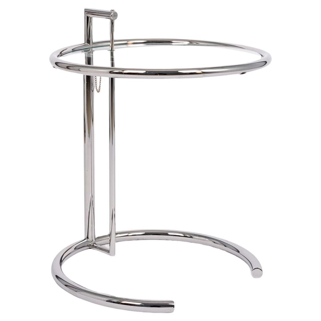 Mid Century Chrome & Glass Side Table by Eileen Gray (attr.) For Sale