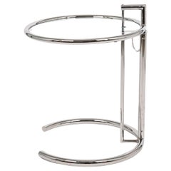 Retro Mid Century Chrome & Glass Side Table by Eileen Gray (attr.)